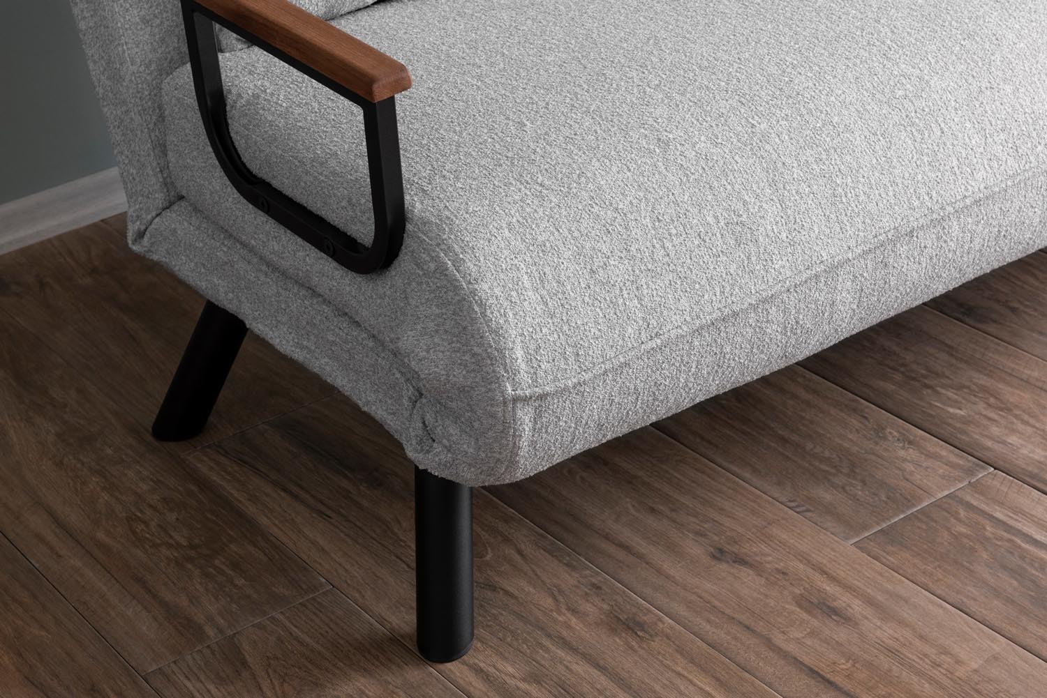 Sando 2-Seater - Teddy Fabric - Grey in Grau präsentiert im Onlineshop von KAQTU Design AG. Bettsofa ist von Atelier Del Sofa