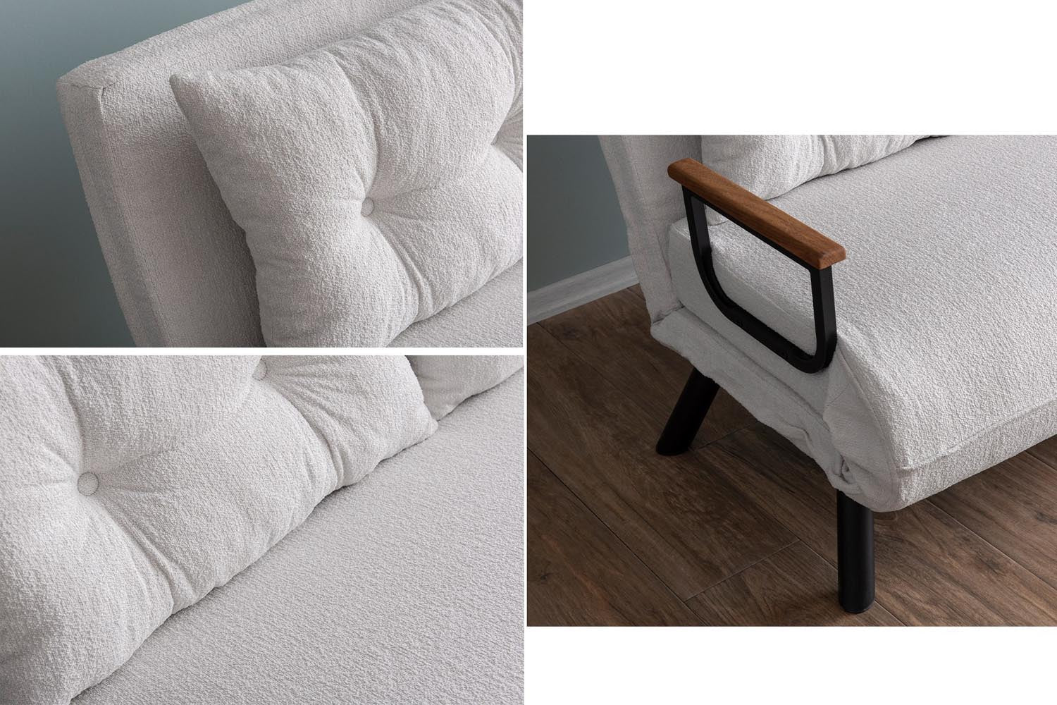 Sando 2-Seater - Teddy Fabric - White in Weiss präsentiert im Onlineshop von KAQTU Design AG. Bettsofa ist von Atelier Del Sofa