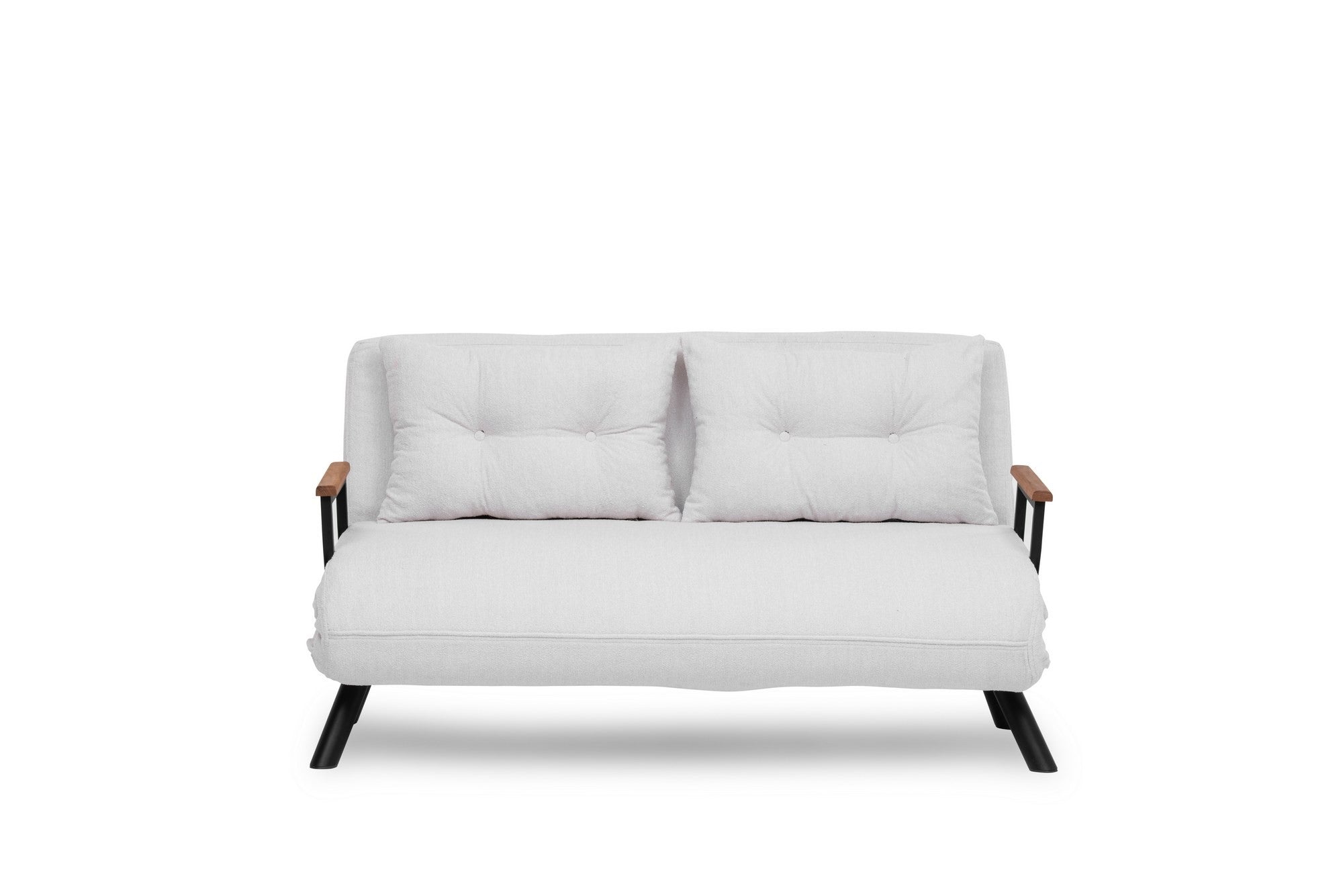 Sando 2-Seater - Teddy Fabric - White in Weiss präsentiert im Onlineshop von KAQTU Design AG. Bettsofa ist von Atelier Del Sofa