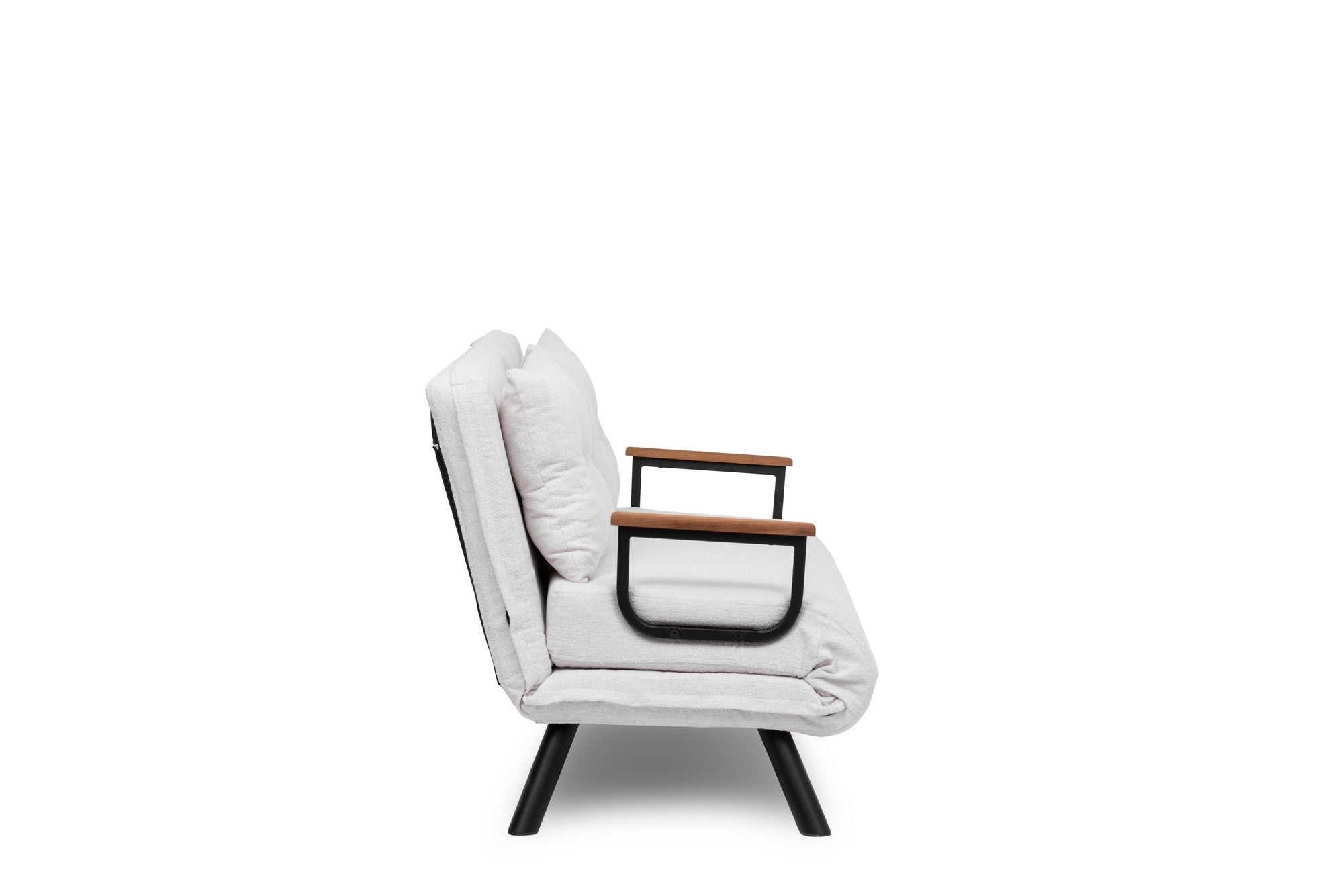 Sando 2-Seater - Teddy Fabric - White in Weiss präsentiert im Onlineshop von KAQTU Design AG. Bettsofa ist von Atelier Del Sofa