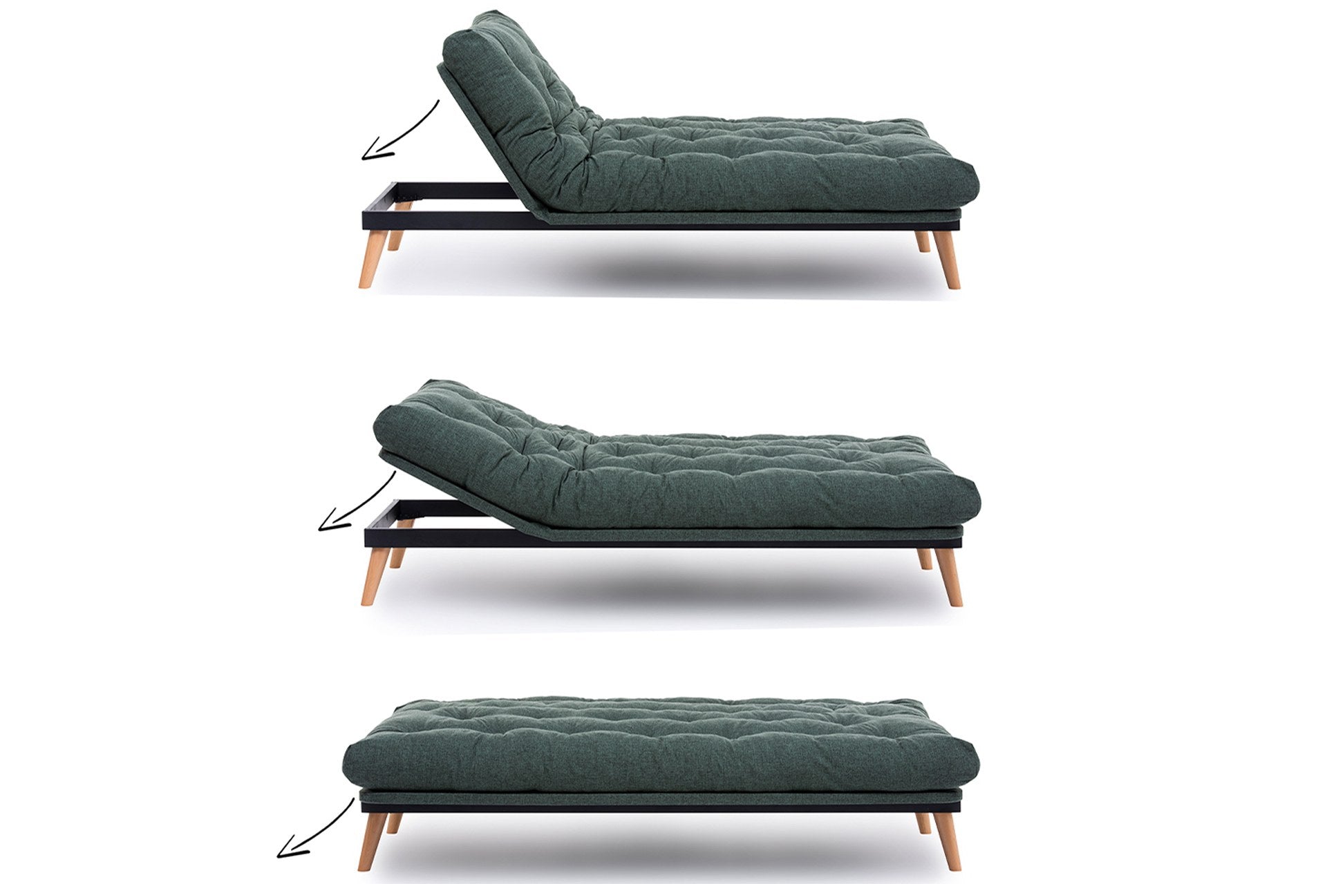Saki - Green in Grün präsentiert im Onlineshop von KAQTU Design AG. Bettsofa ist von Atelier Del Sofa