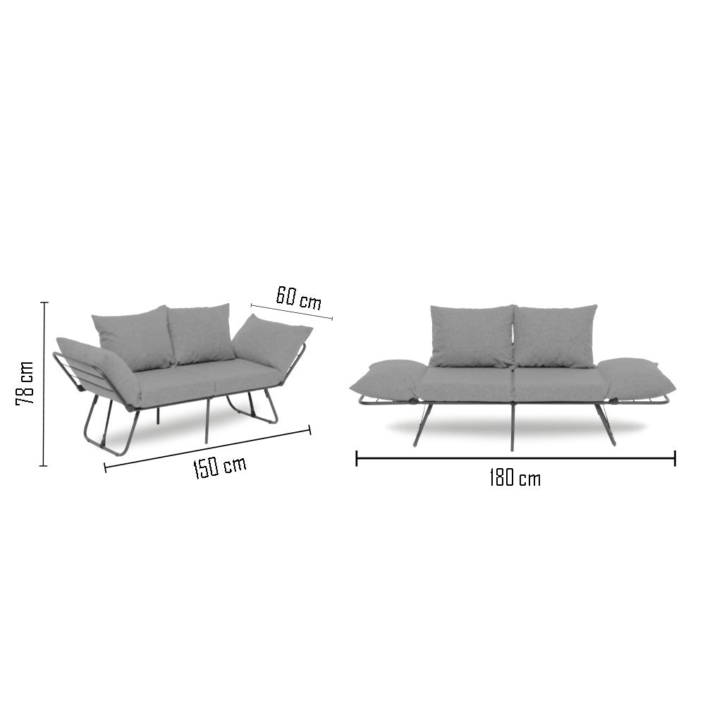 Viper 2-Seater - Dark Grey in Dunkelgrau präsentiert im Onlineshop von KAQTU Design AG. Bettsofa ist von Atelier Del Sofa