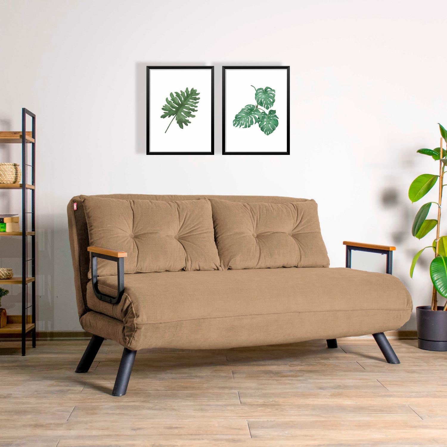 Sando 2-Seater - Light Brown v2 in Hellbraun präsentiert im Onlineshop von KAQTU Design AG. Bettsofa ist von Atelier Del Sofa