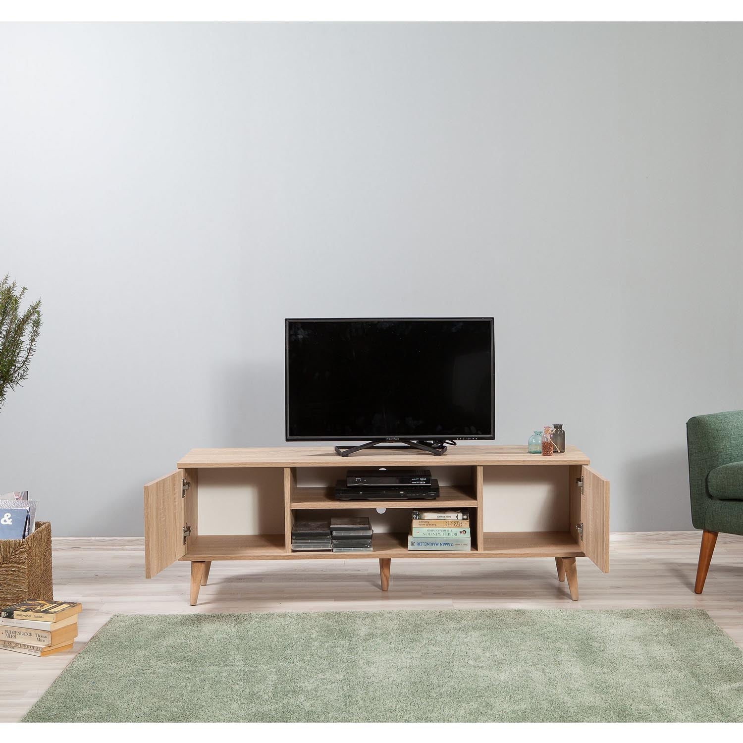 Erleben Sie das Truva Sideboard in Sonoma Eiche von Hanah Home – eine elegante und praktische Ergänzung für Ihr Zuhause mit viel Stauraum!