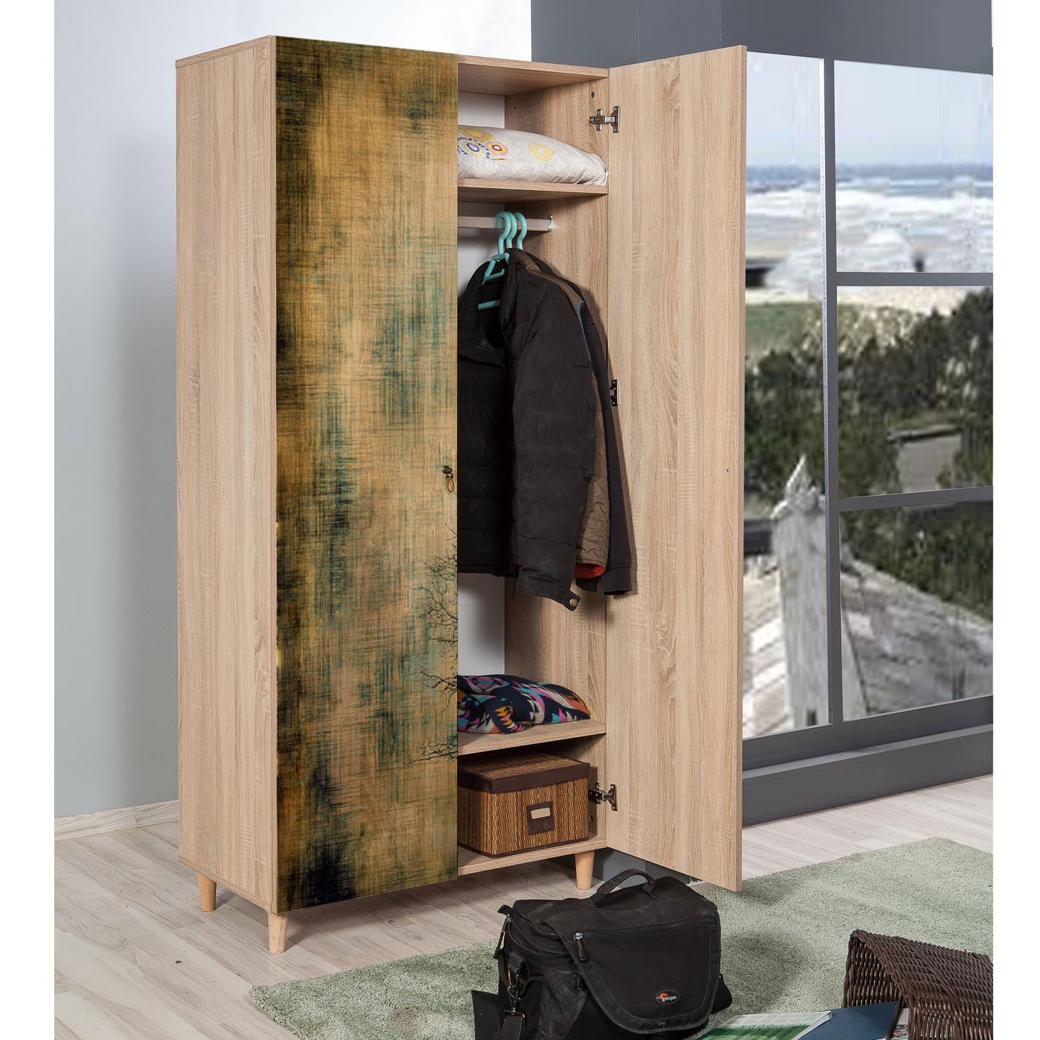 Verleihen Sie Ihrem Raum mit der eleganten Garderobe in Sonoma Eiche von Hanah Home einen Hauch von Herbstzauber. Stilvoll und funktional!