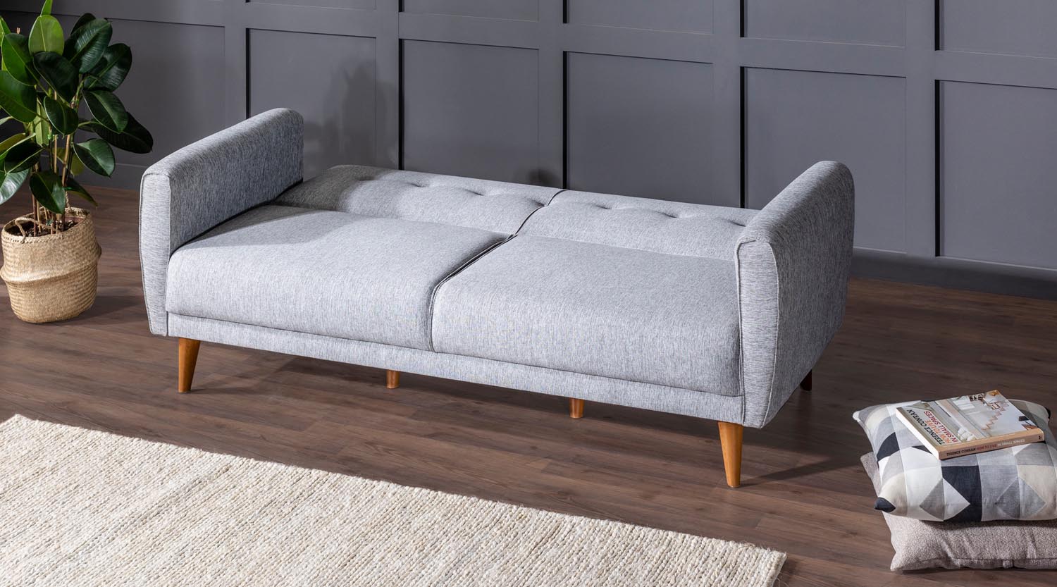 Aria - Grey in Grau präsentiert im Onlineshop von KAQTU Design AG. Bettsofa ist von Atelier Del Sofa