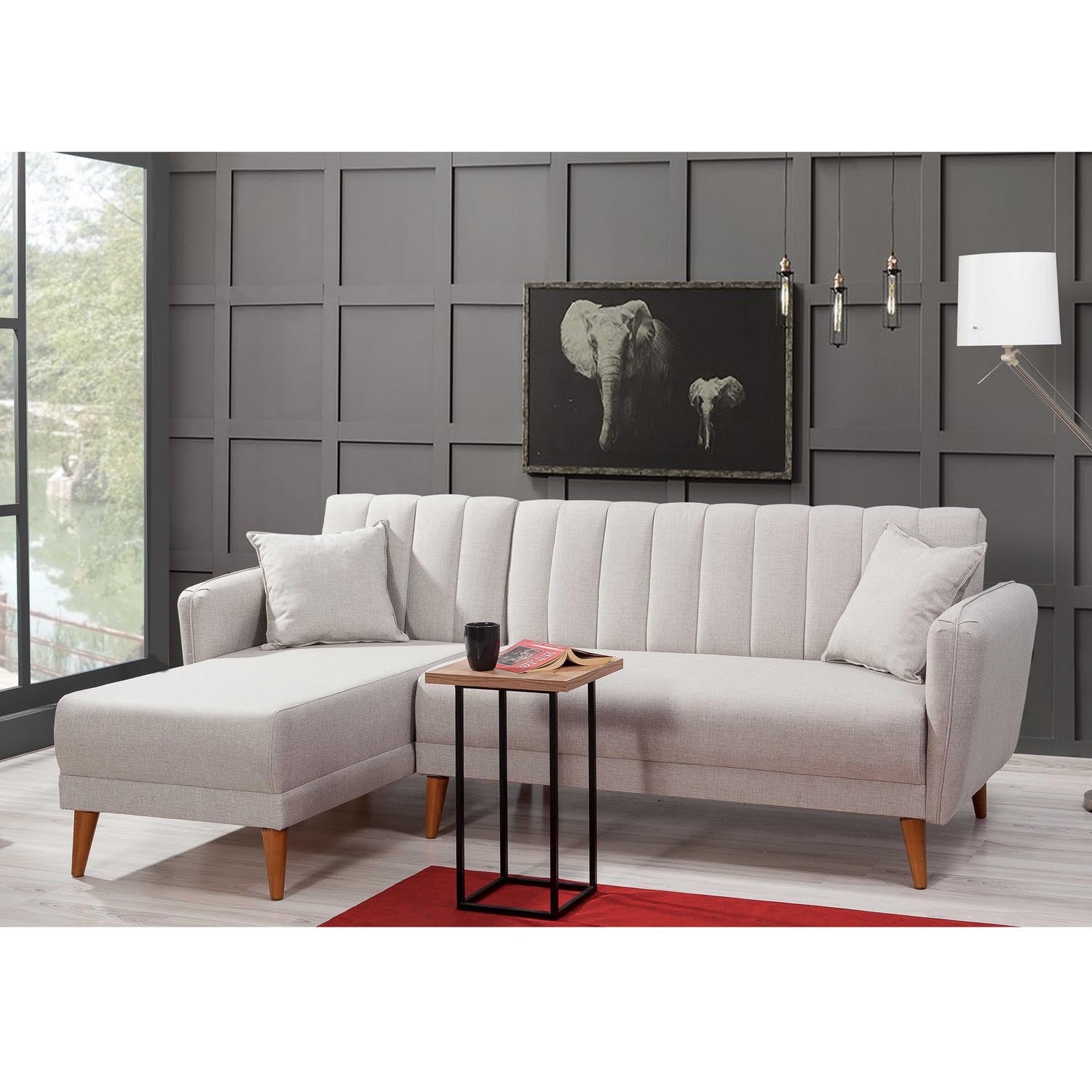 Aqua Corner Left - Cream in Sahne präsentiert im Onlineshop von KAQTU Design AG. Bettsofa ist von Atelier Del Sofa
