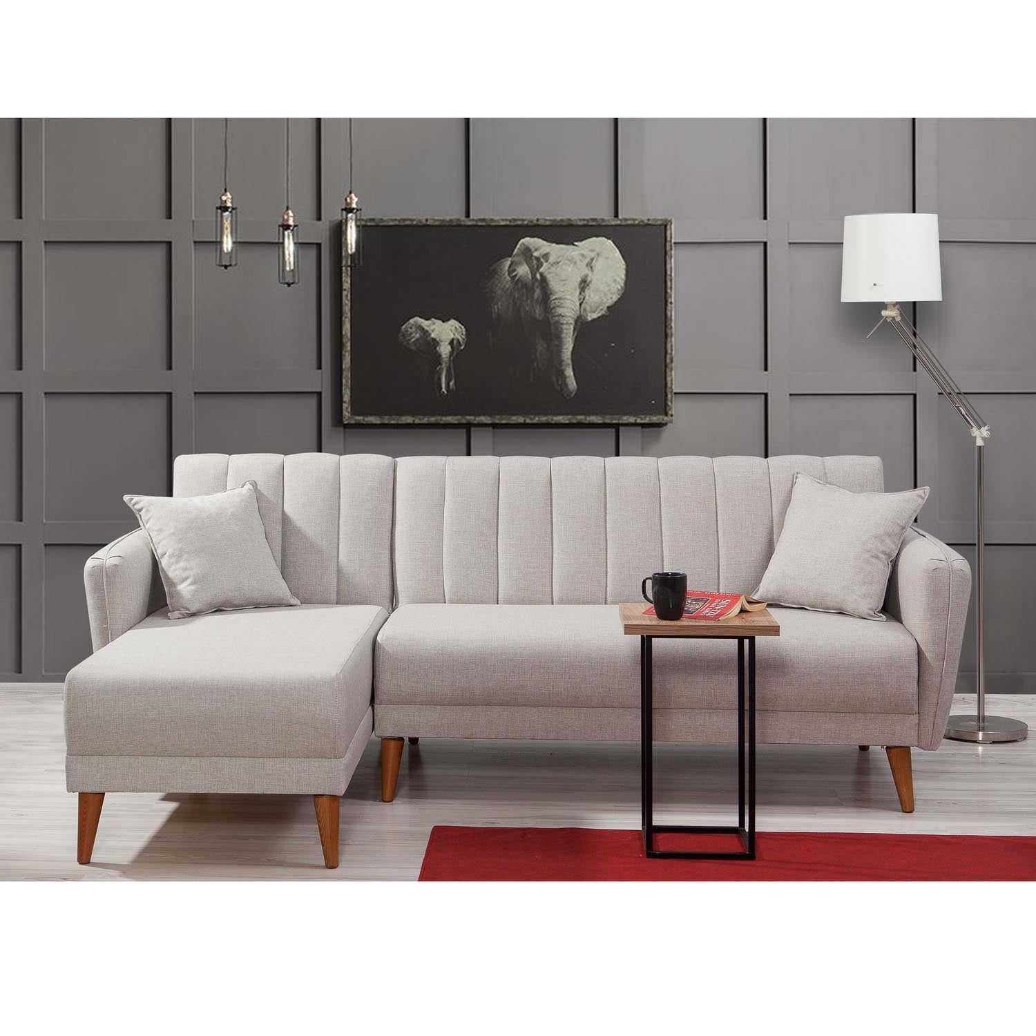 Aqua Corner Left - Cream in Sahne präsentiert im Onlineshop von KAQTU Design AG. Bettsofa ist von Atelier Del Sofa