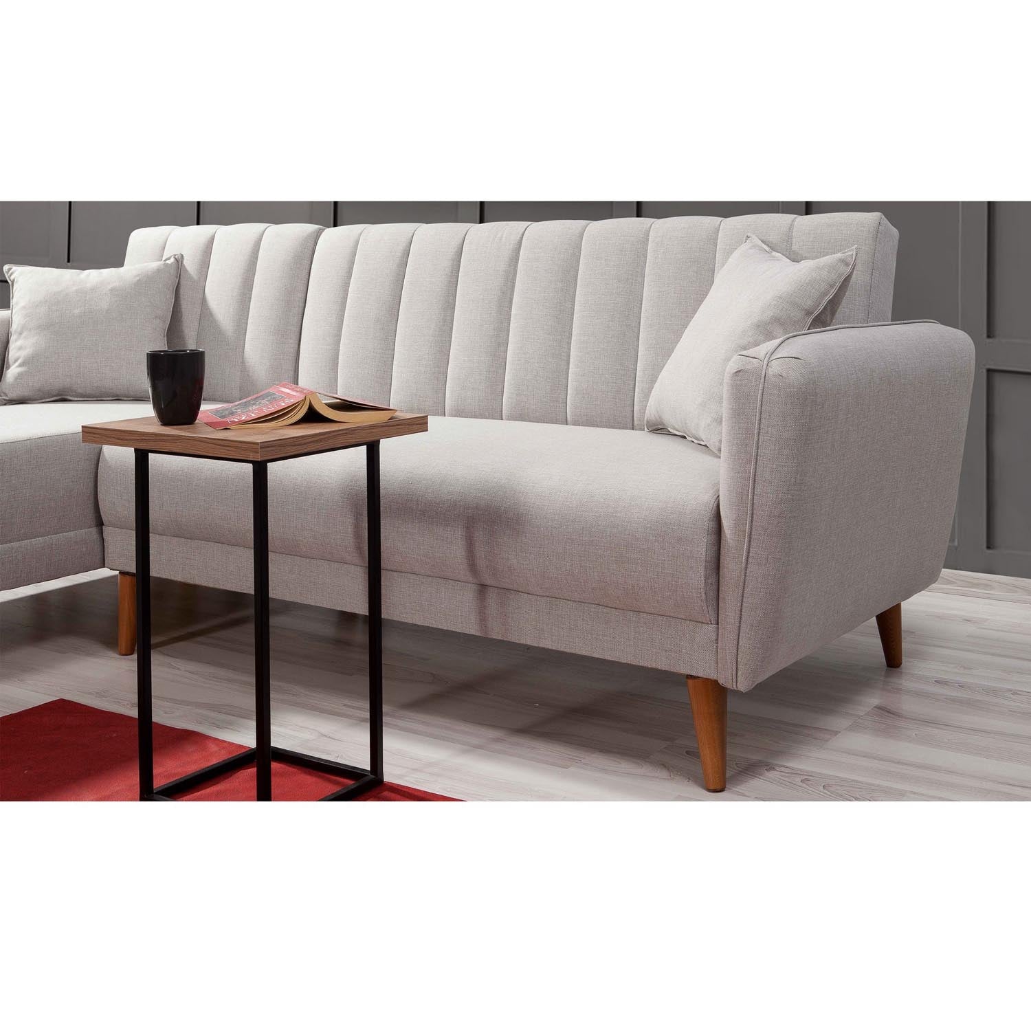 Aqua Corner Left - Cream in Sahne präsentiert im Onlineshop von KAQTU Design AG. Bettsofa ist von Atelier Del Sofa