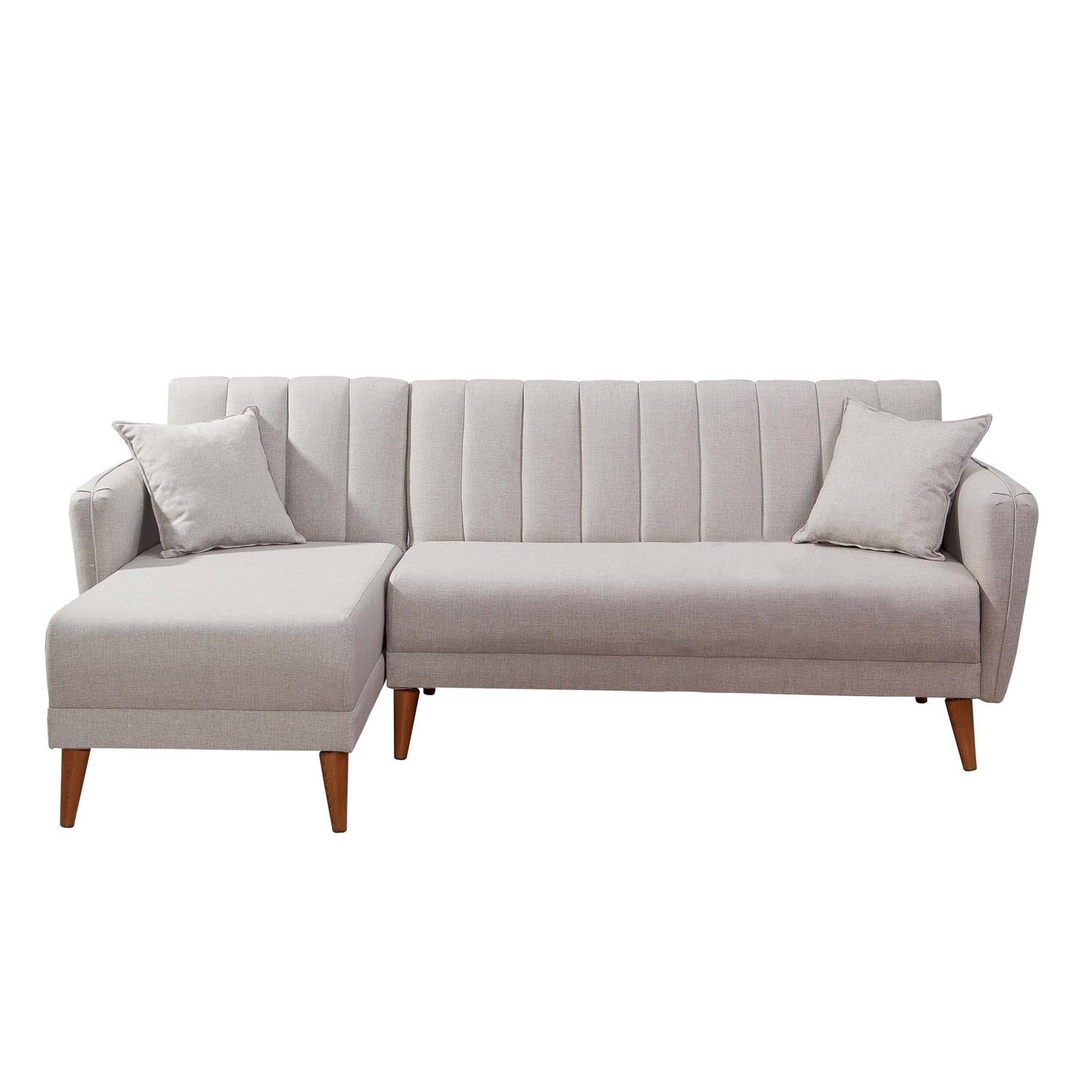 Aqua Corner Left - Cream in Sahne präsentiert im Onlineshop von KAQTU Design AG. Bettsofa ist von Atelier Del Sofa