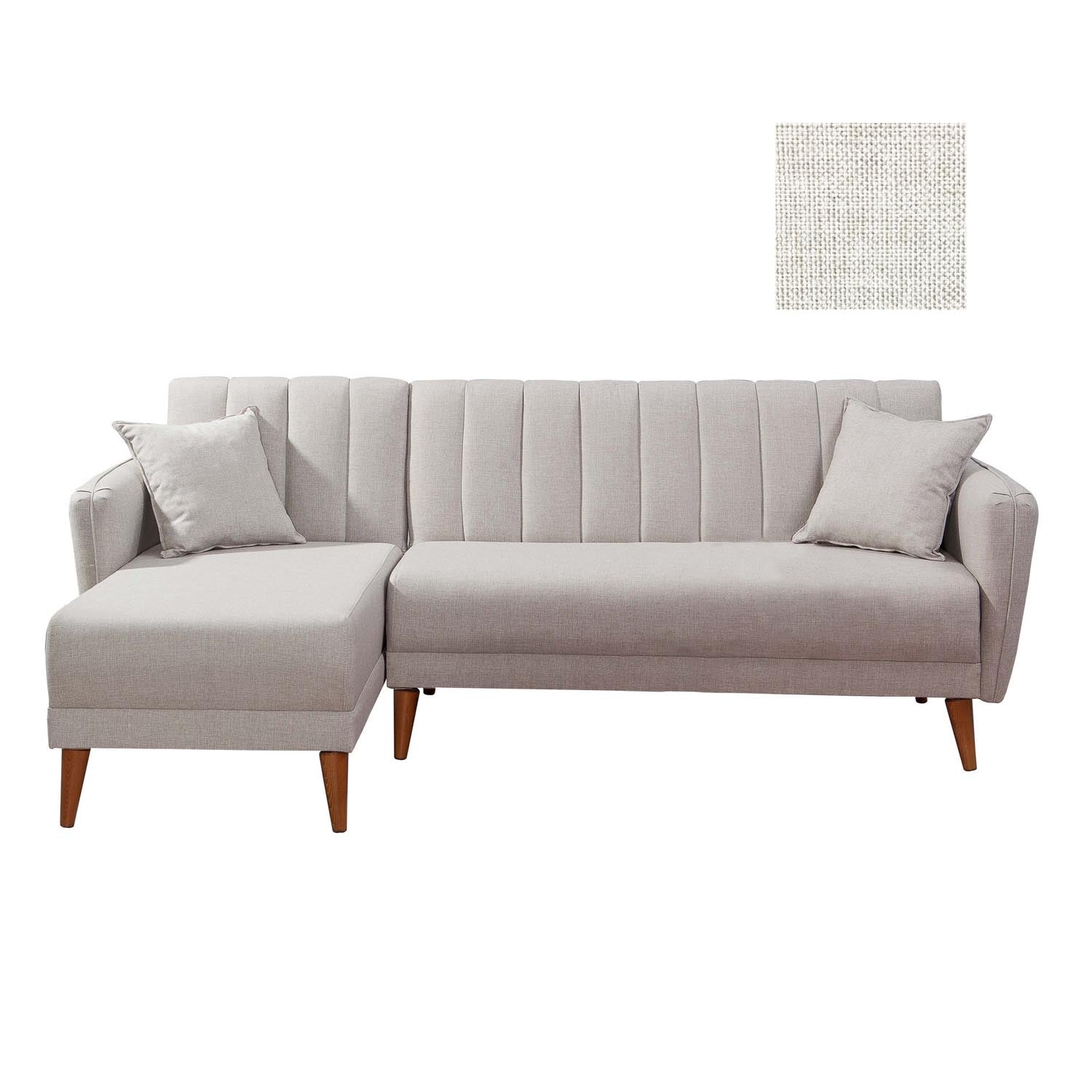 Aqua Corner Left - Cream in Sahne präsentiert im Onlineshop von KAQTU Design AG. Bettsofa ist von Atelier Del Sofa