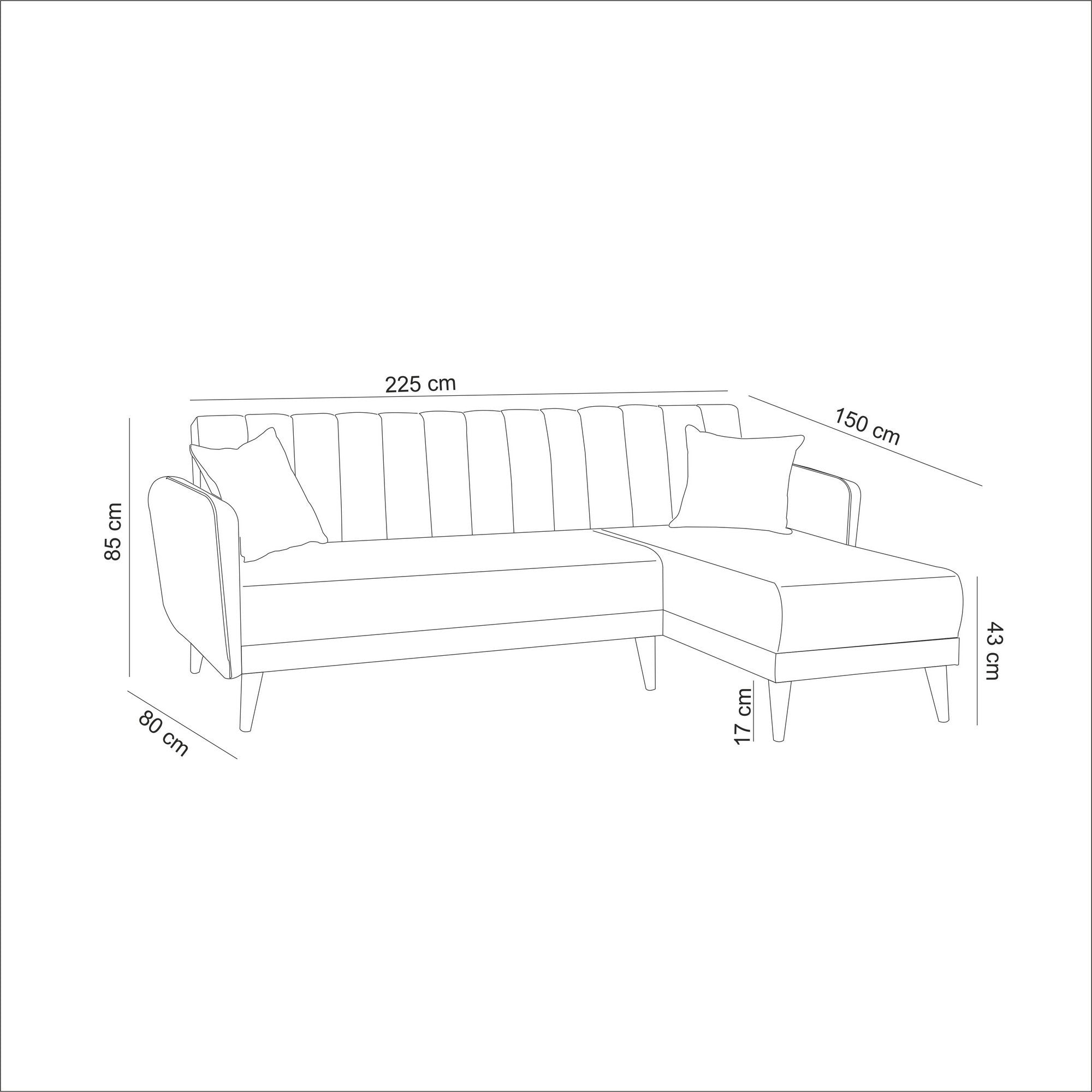 Aqua Corner Right - Grey in Grau präsentiert im Onlineshop von KAQTU Design AG. Bettsofa ist von Atelier Del Sofa