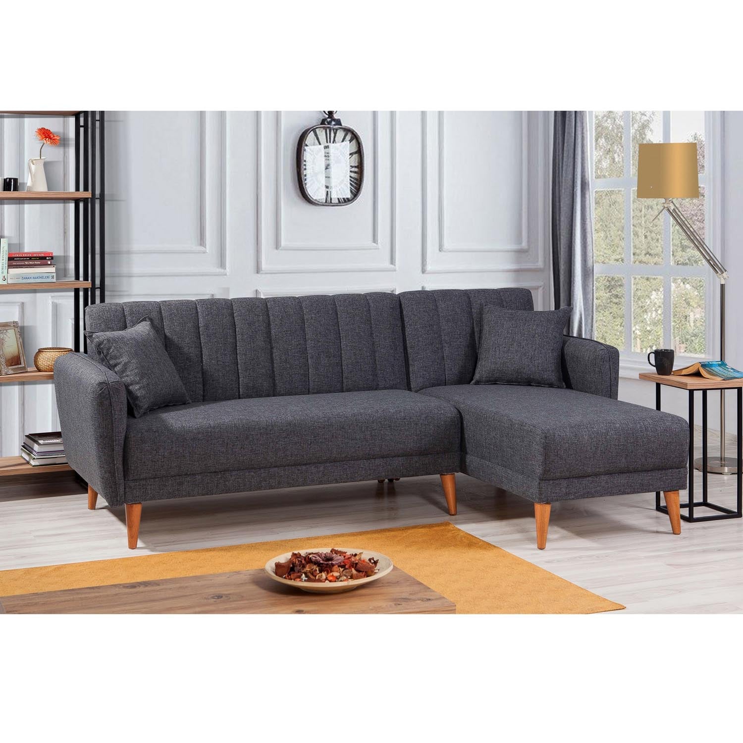 Aqua Coner Right - Dark Grey in Dunkelgrau präsentiert im Onlineshop von KAQTU Design AG. Bettsofa ist von Atelier Del Sofa