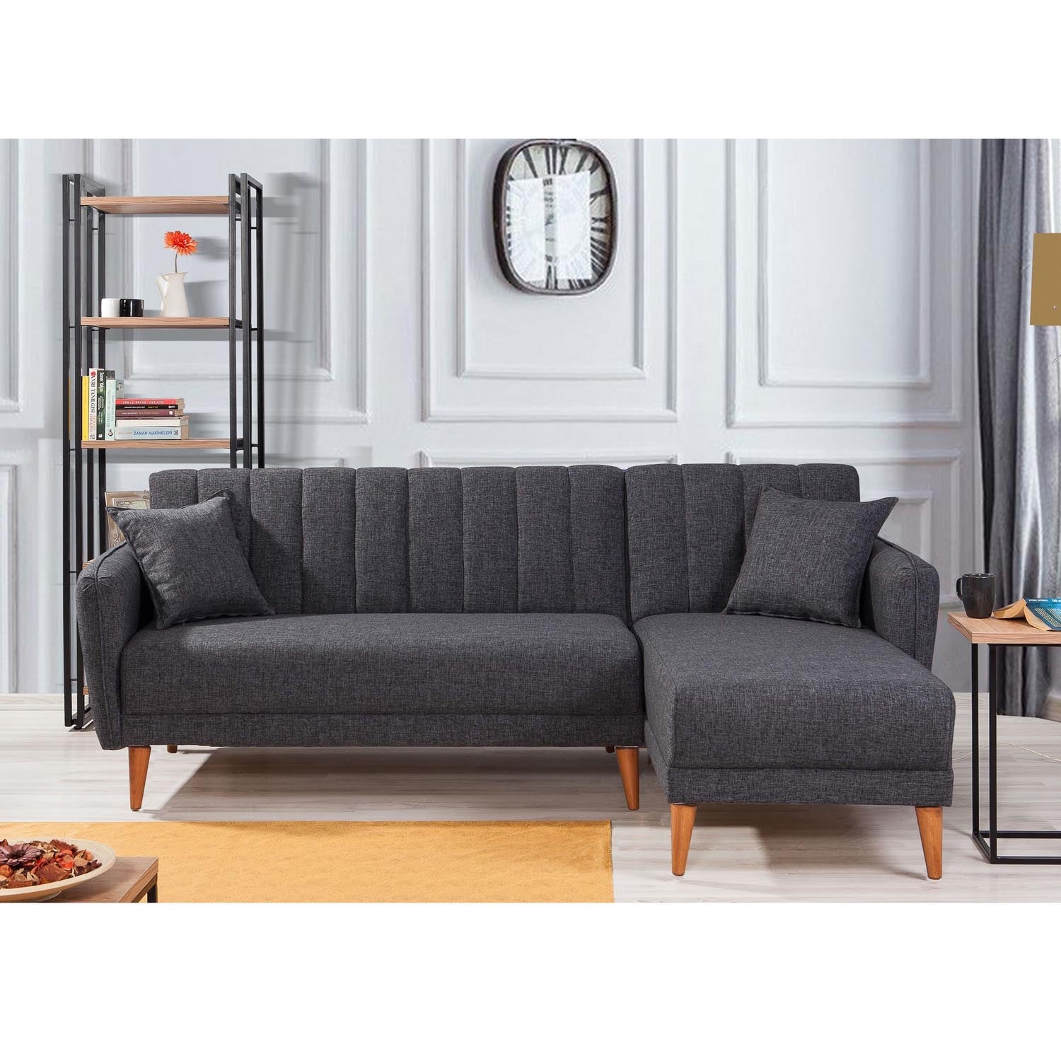 Aqua Coner Right - Dark Grey in Dunkelgrau präsentiert im Onlineshop von KAQTU Design AG. Bettsofa ist von Atelier Del Sofa