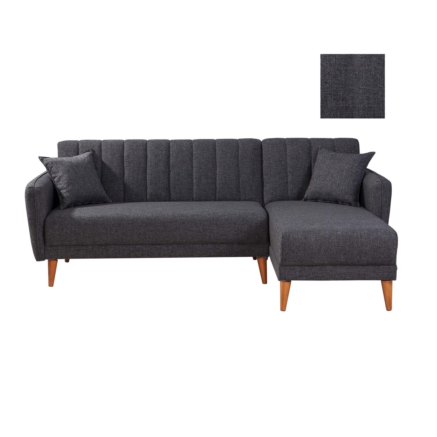 Aqua Coner Right - Dark Grey in Dunkelgrau präsentiert im Onlineshop von KAQTU Design AG. Bettsofa ist von Atelier Del Sofa