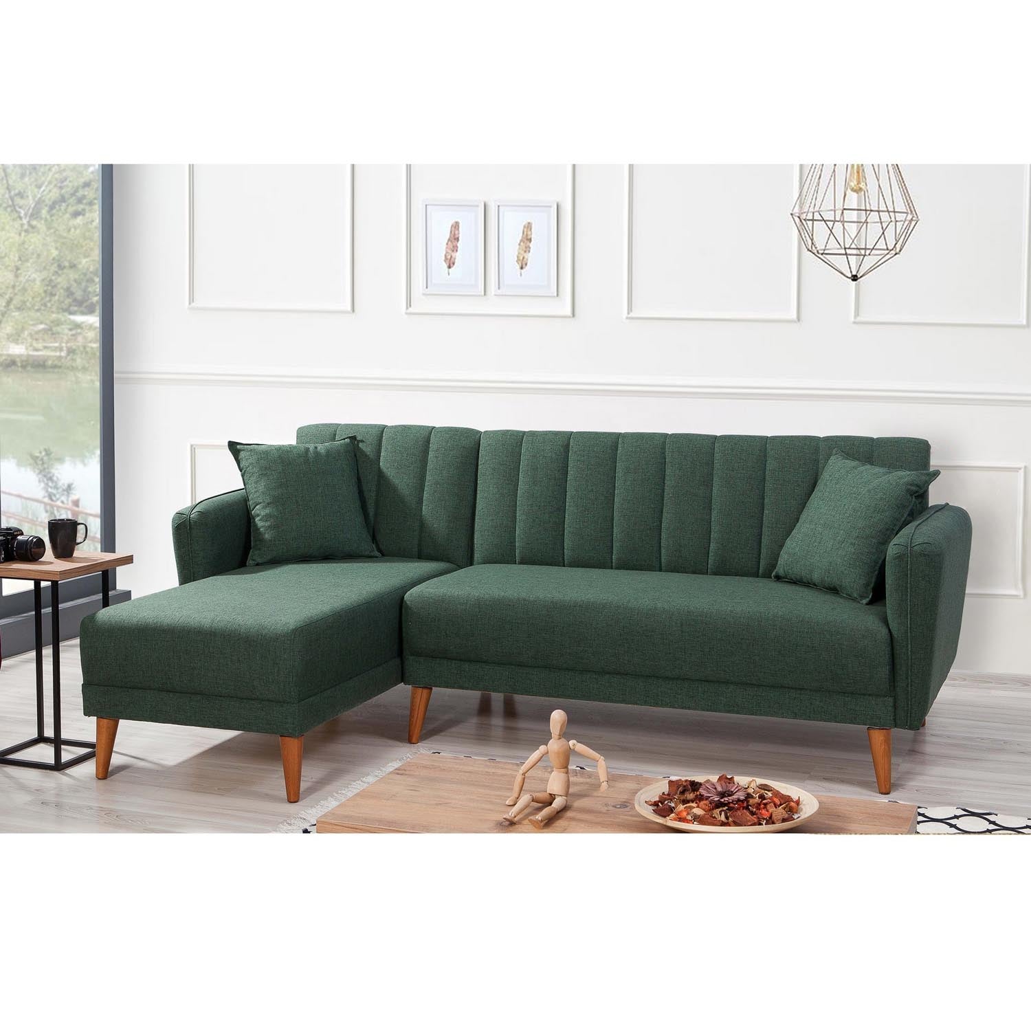 Aqua Corner Left - Dark Green in Dunkelgrün präsentiert im Onlineshop von KAQTU Design AG. Bettsofa ist von Atelier Del Sofa