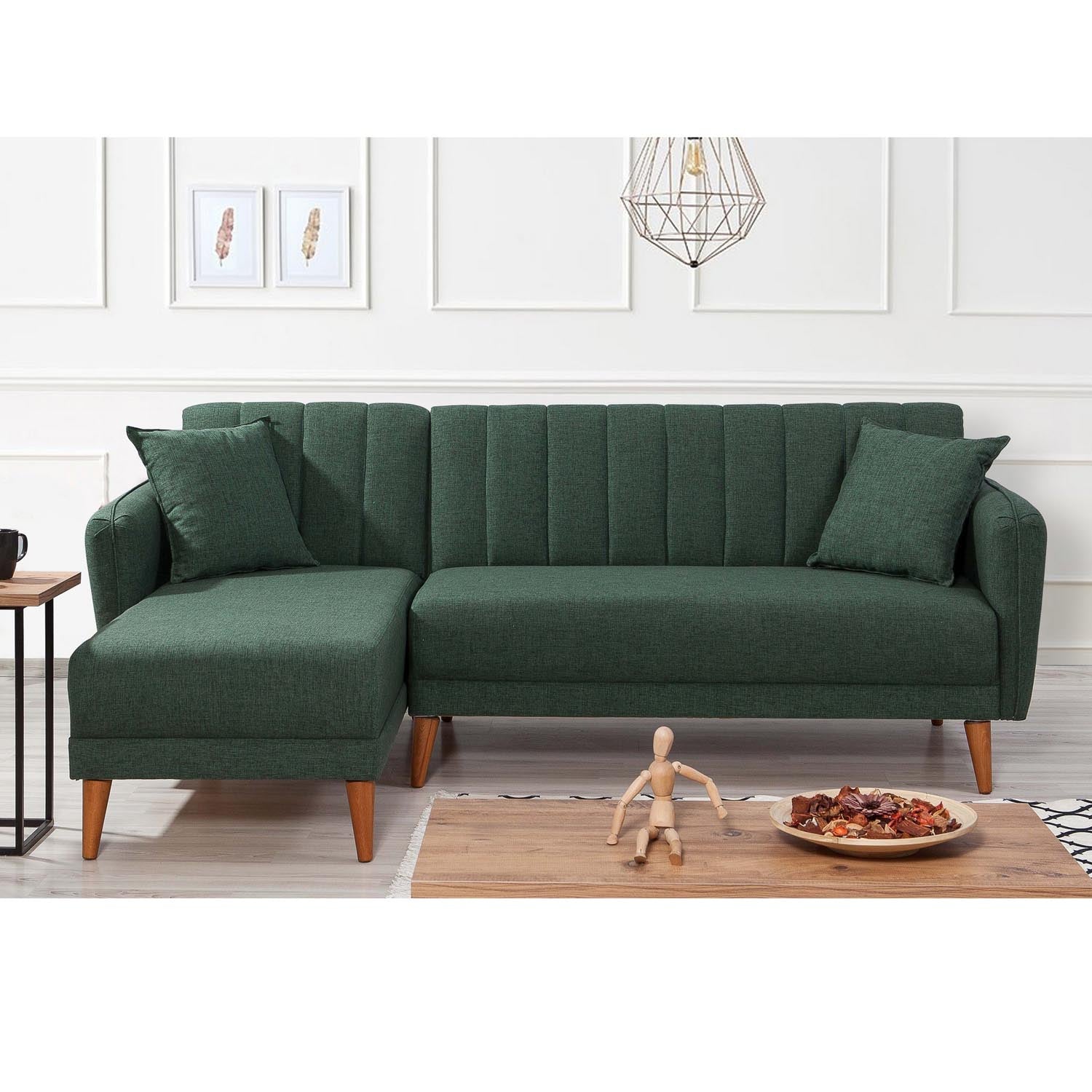 Aqua Corner Left - Dark Green in Dunkelgrün präsentiert im Onlineshop von KAQTU Design AG. Bettsofa ist von Atelier Del Sofa