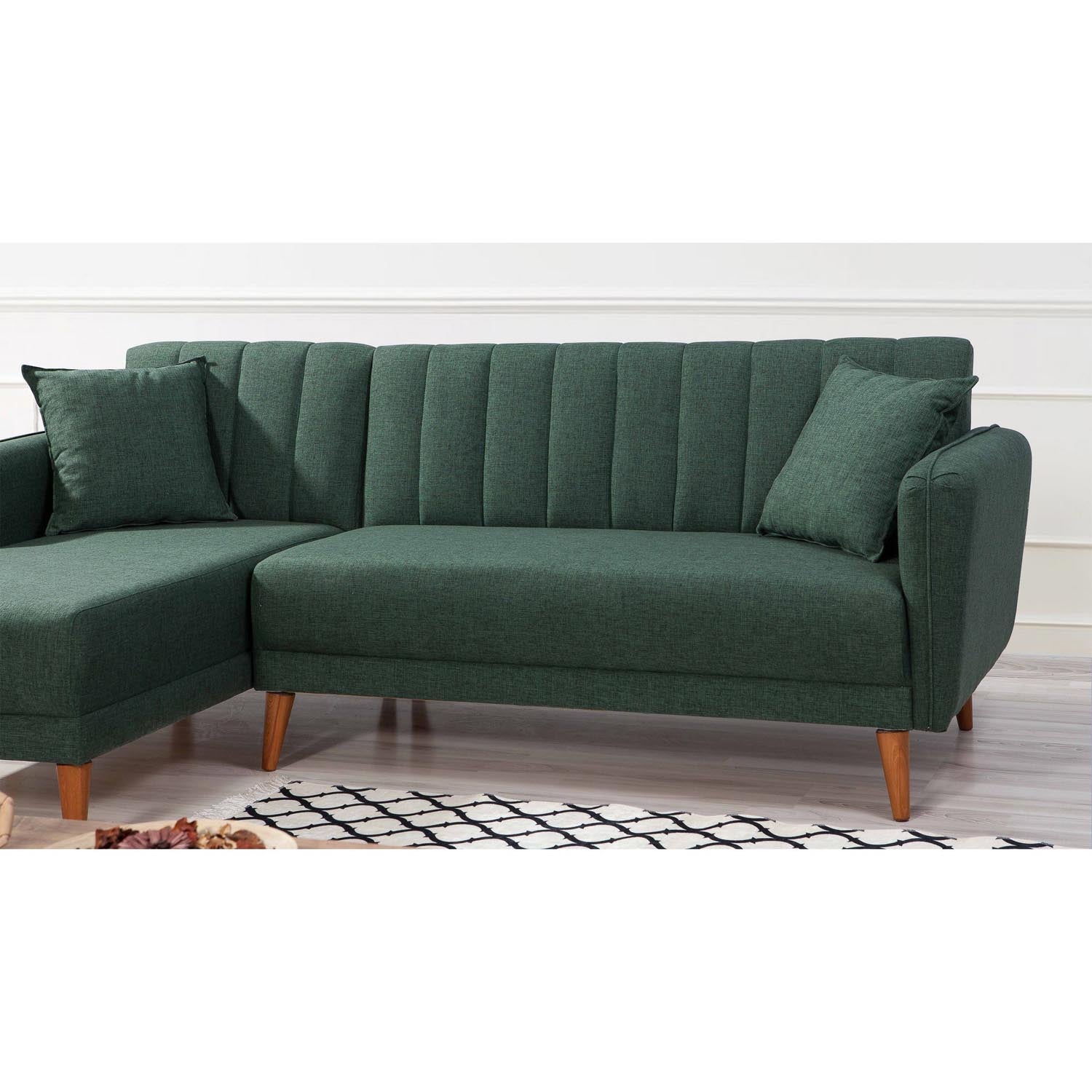 Aqua Corner Left - Dark Green in Dunkelgrün präsentiert im Onlineshop von KAQTU Design AG. Bettsofa ist von Atelier Del Sofa