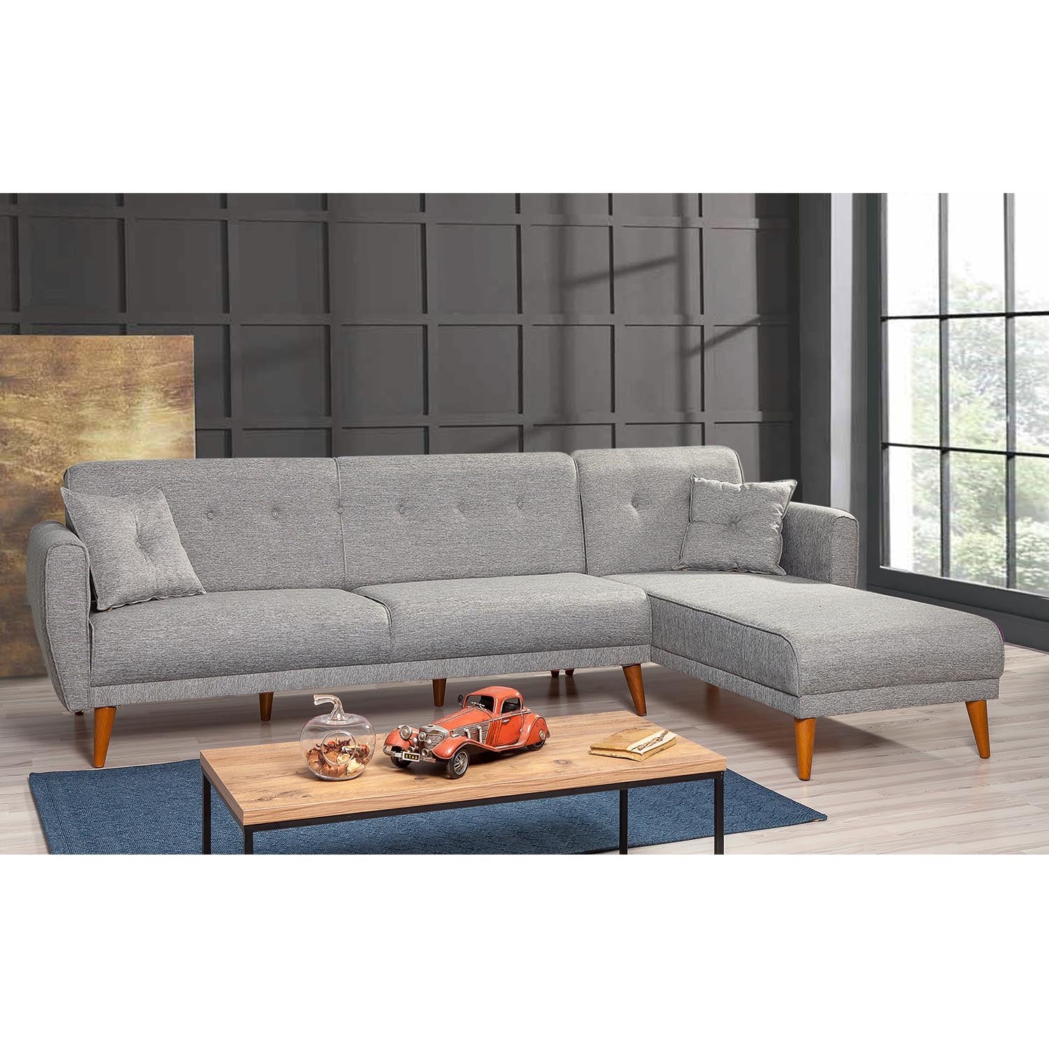 Aria Corner - Grey in Grau präsentiert im Onlineshop von KAQTU Design AG. Bettsofa ist von Atelier Del Sofa