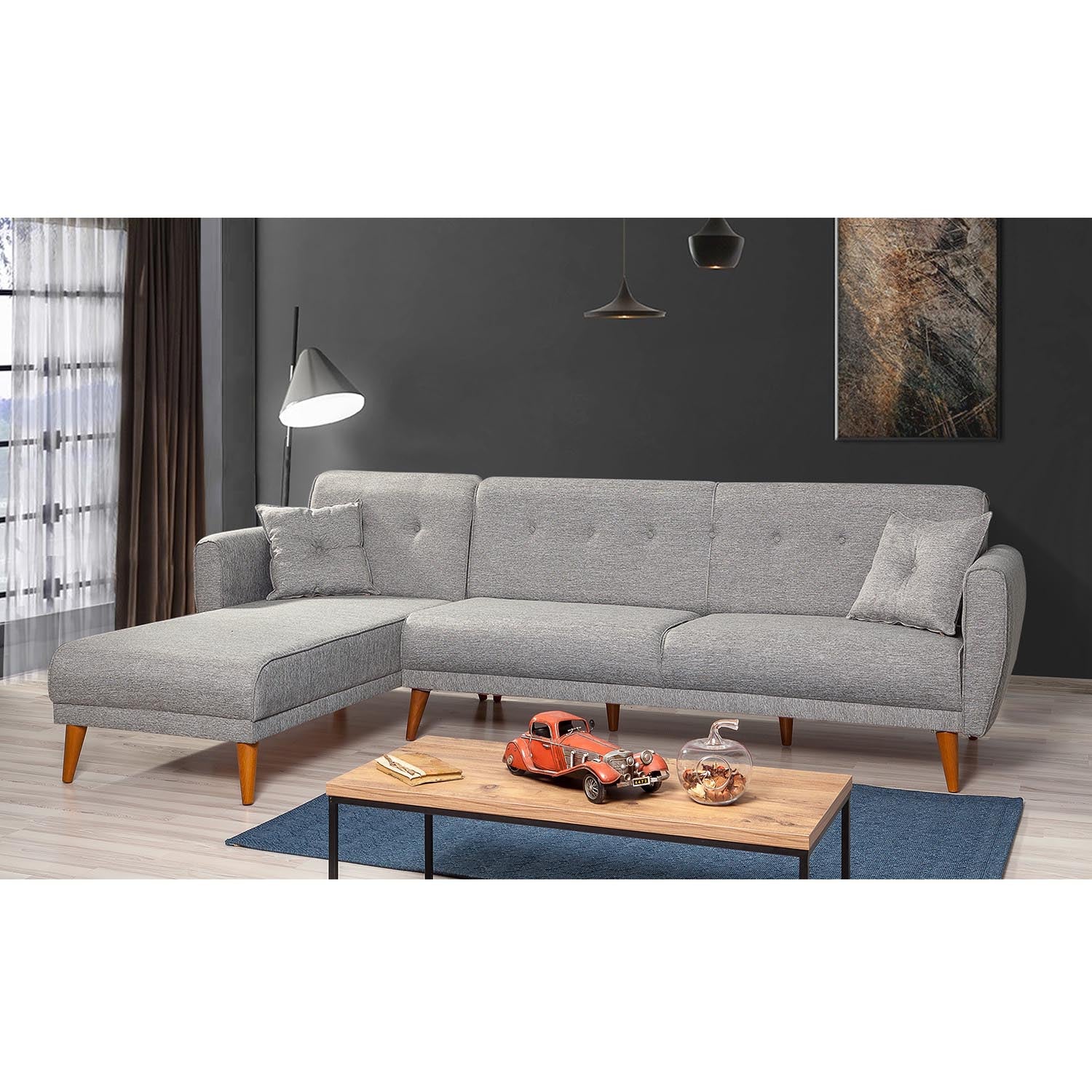Aria Corner - Grey in Grau präsentiert im Onlineshop von KAQTU Design AG. Bettsofa ist von Atelier Del Sofa