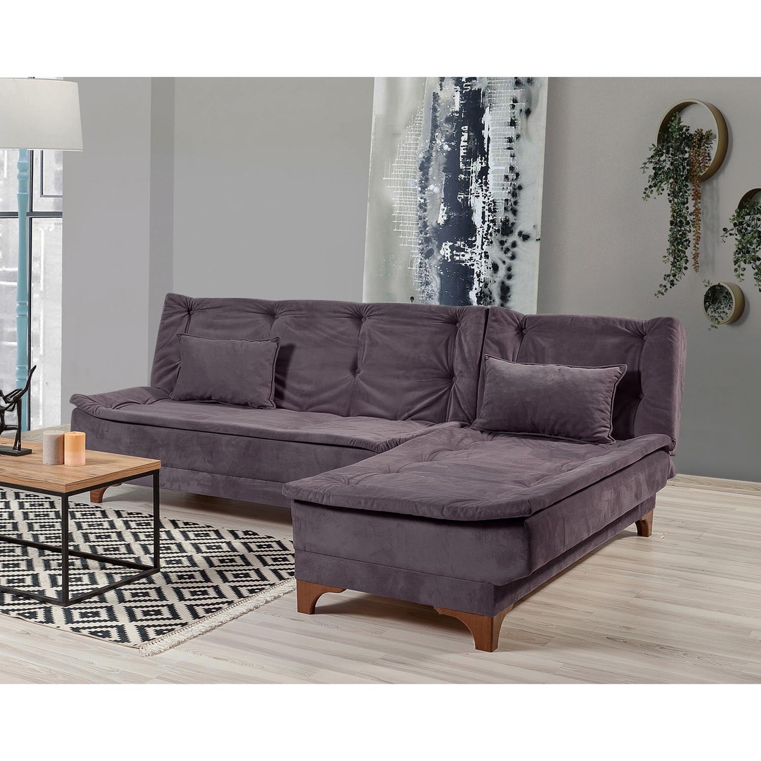 Kelebek Corner Right - Anthracite in Anthrazit präsentiert im Onlineshop von KAQTU Design AG. Bettsofa ist von Atelier Del Sofa