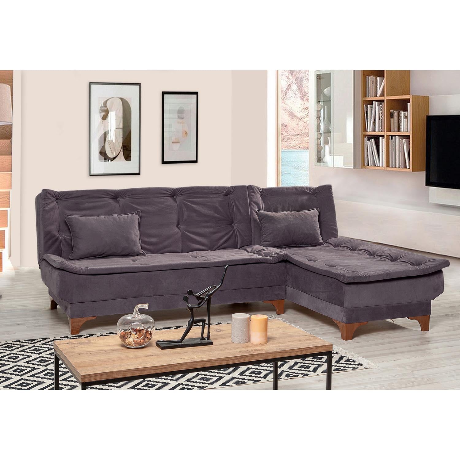Kelebek Corner Right - Anthracite in Anthrazit präsentiert im Onlineshop von KAQTU Design AG. Bettsofa ist von Atelier Del Sofa