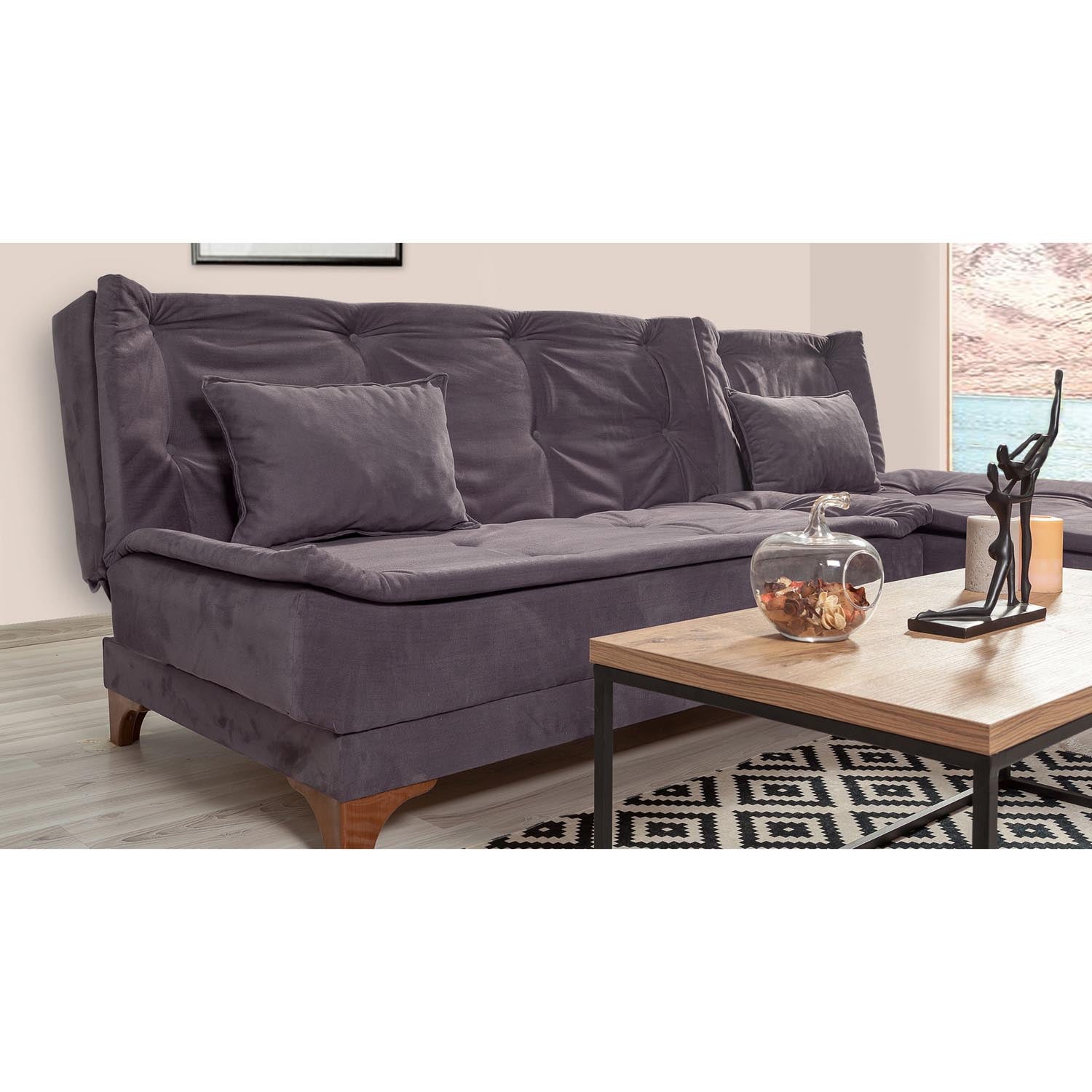 Kelebek Corner Right - Anthracite in Anthrazit präsentiert im Onlineshop von KAQTU Design AG. Bettsofa ist von Atelier Del Sofa