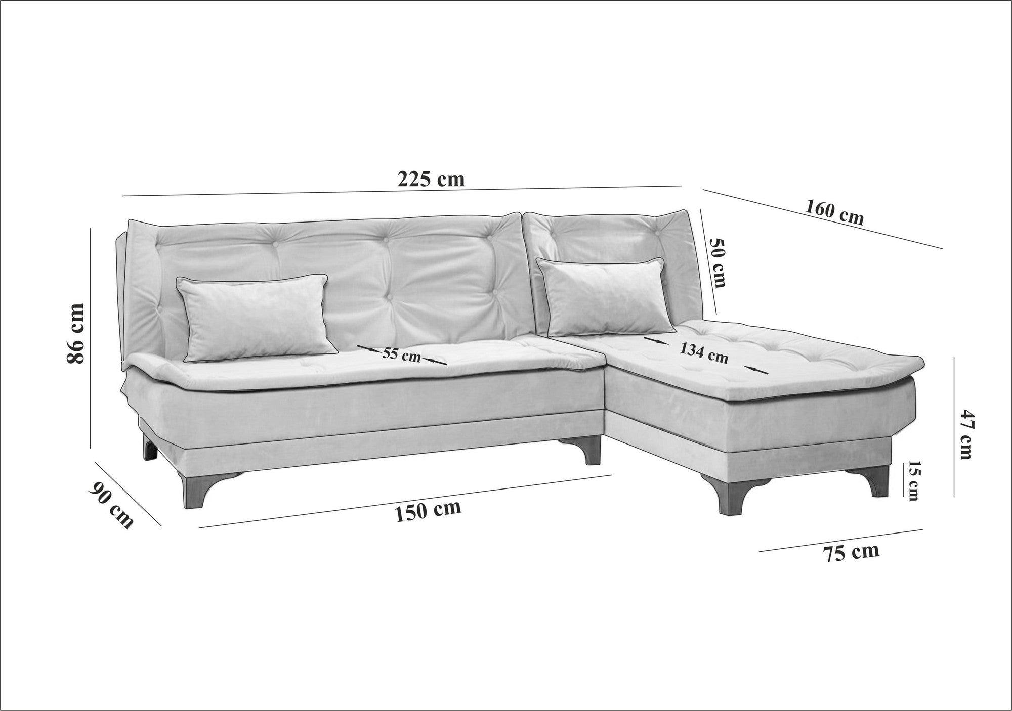 Kelebek Corner Right - Anthracite in Anthrazit präsentiert im Onlineshop von KAQTU Design AG. Bettsofa ist von Atelier Del Sofa