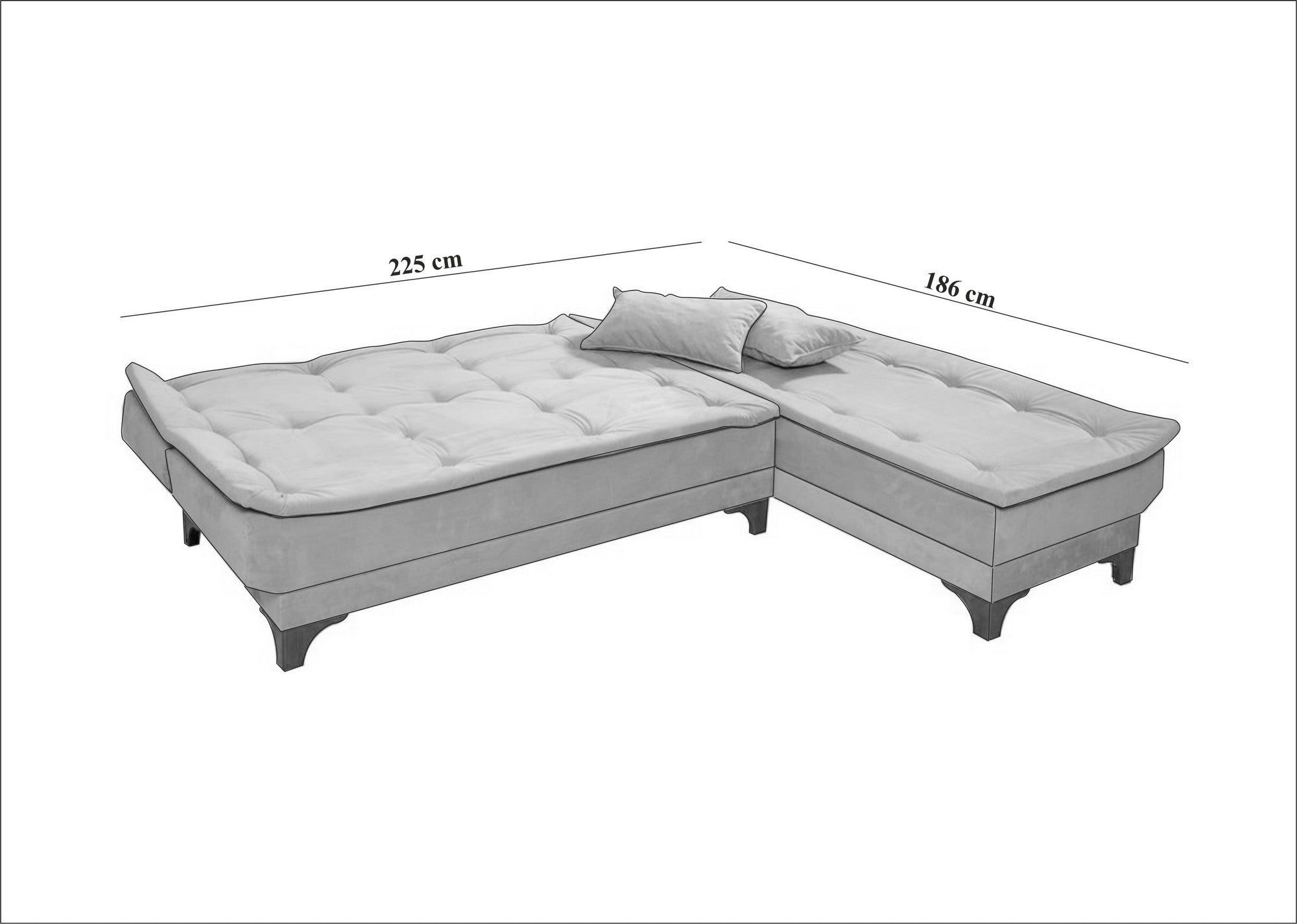 Kelebek Corner Right - Anthracite in Anthrazit präsentiert im Onlineshop von KAQTU Design AG. Bettsofa ist von Atelier Del Sofa