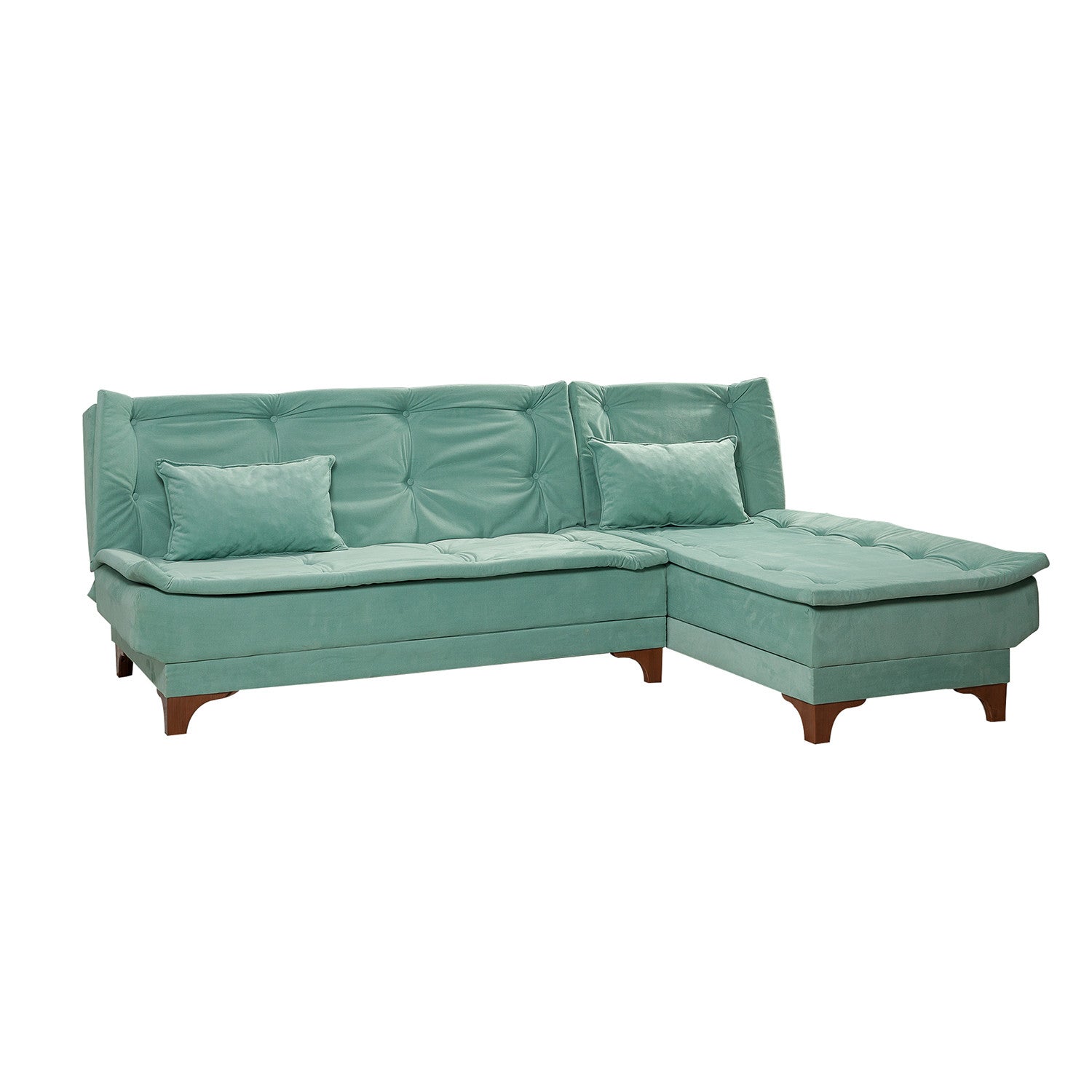Kelebek Corner Right - Sea Green in Meeresgrün präsentiert im Onlineshop von KAQTU Design AG. Bettsofa ist von Atelier Del Sofa