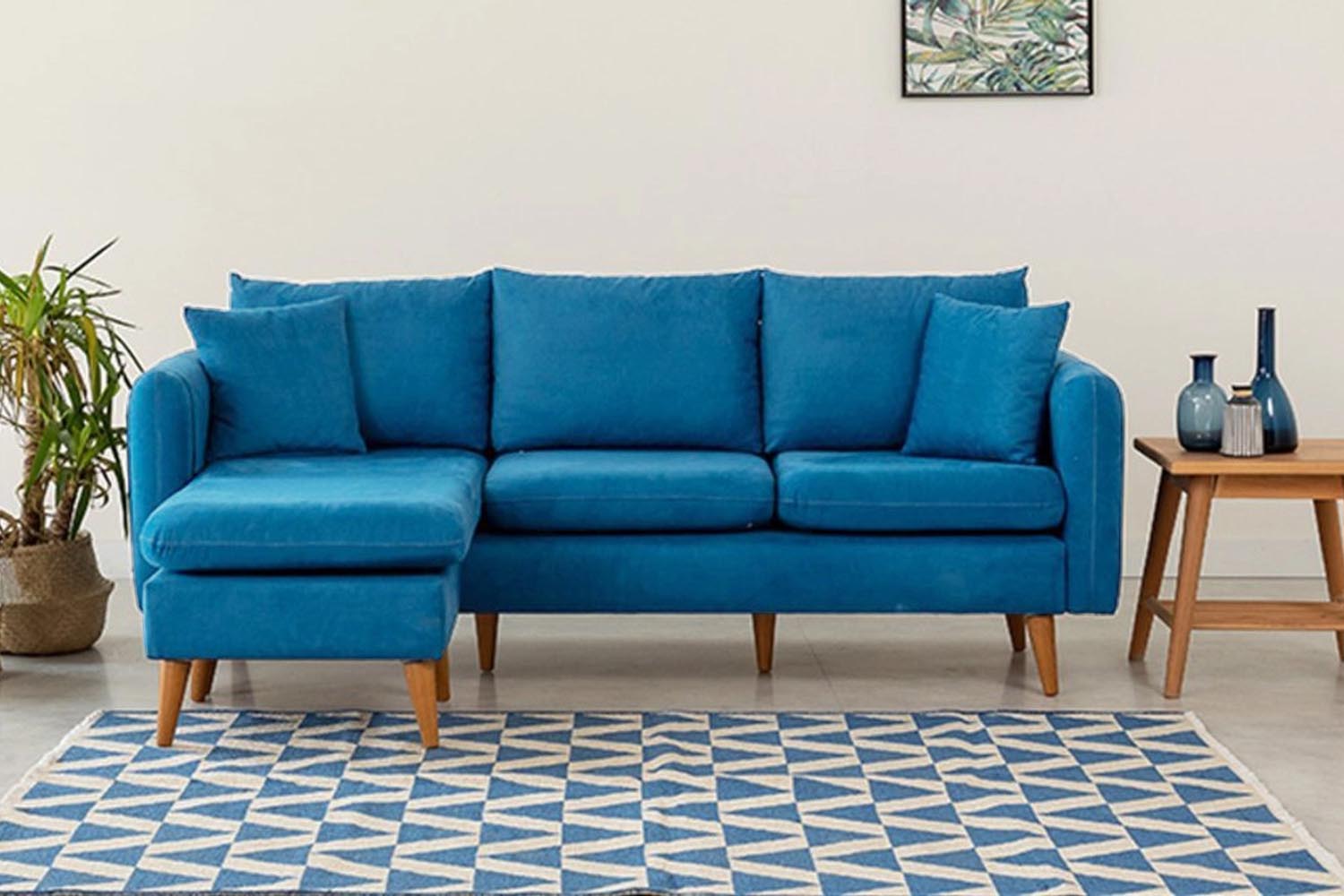 Sofia Corner Left - Dark Blue in Dunkelblau präsentiert im Onlineshop von KAQTU Design AG. Ecksofa ist von Atelier Del Sofa