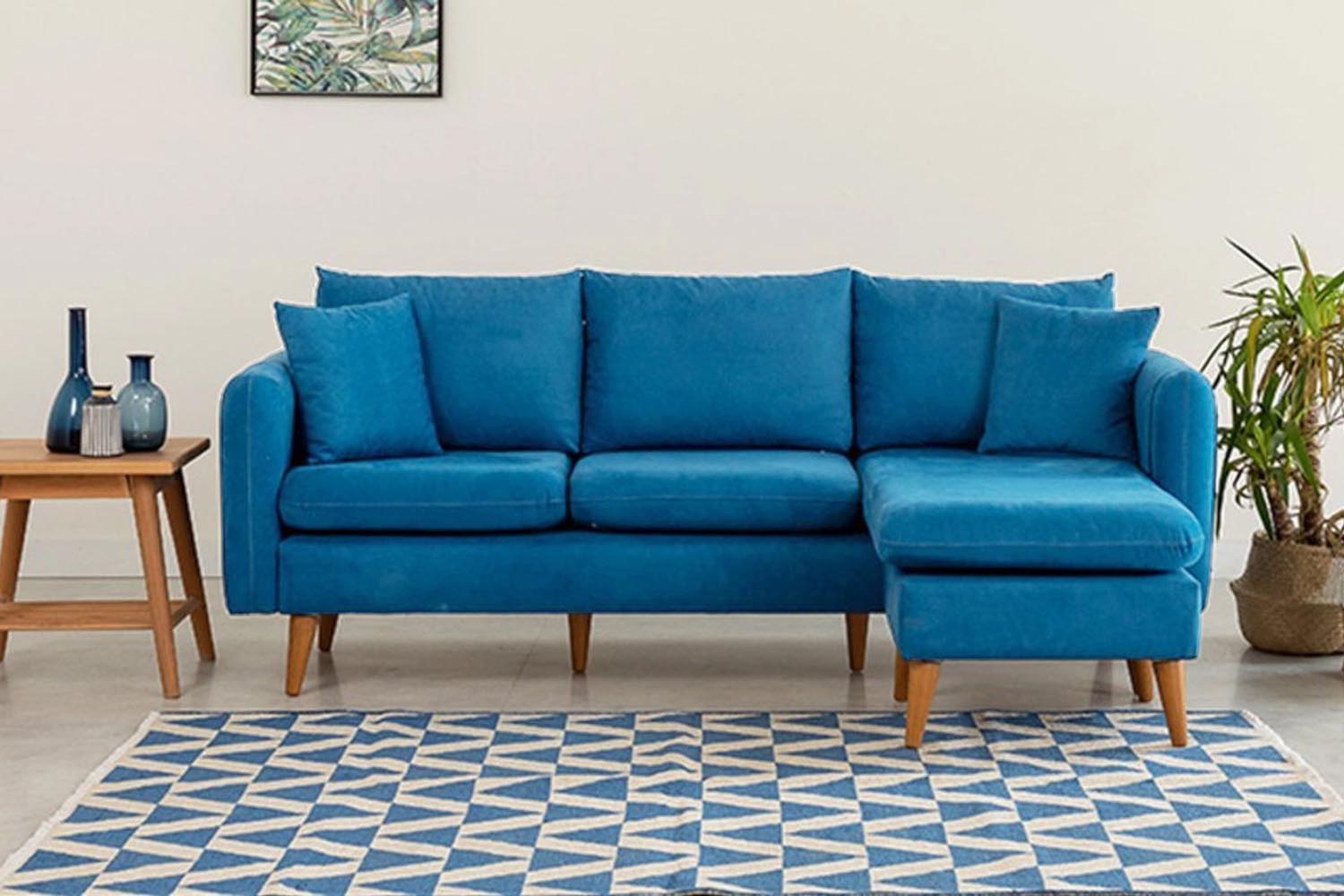 Sofia Corner Left - Dark Blue in Dunkelblau präsentiert im Onlineshop von KAQTU Design AG. Ecksofa ist von Atelier Del Sofa