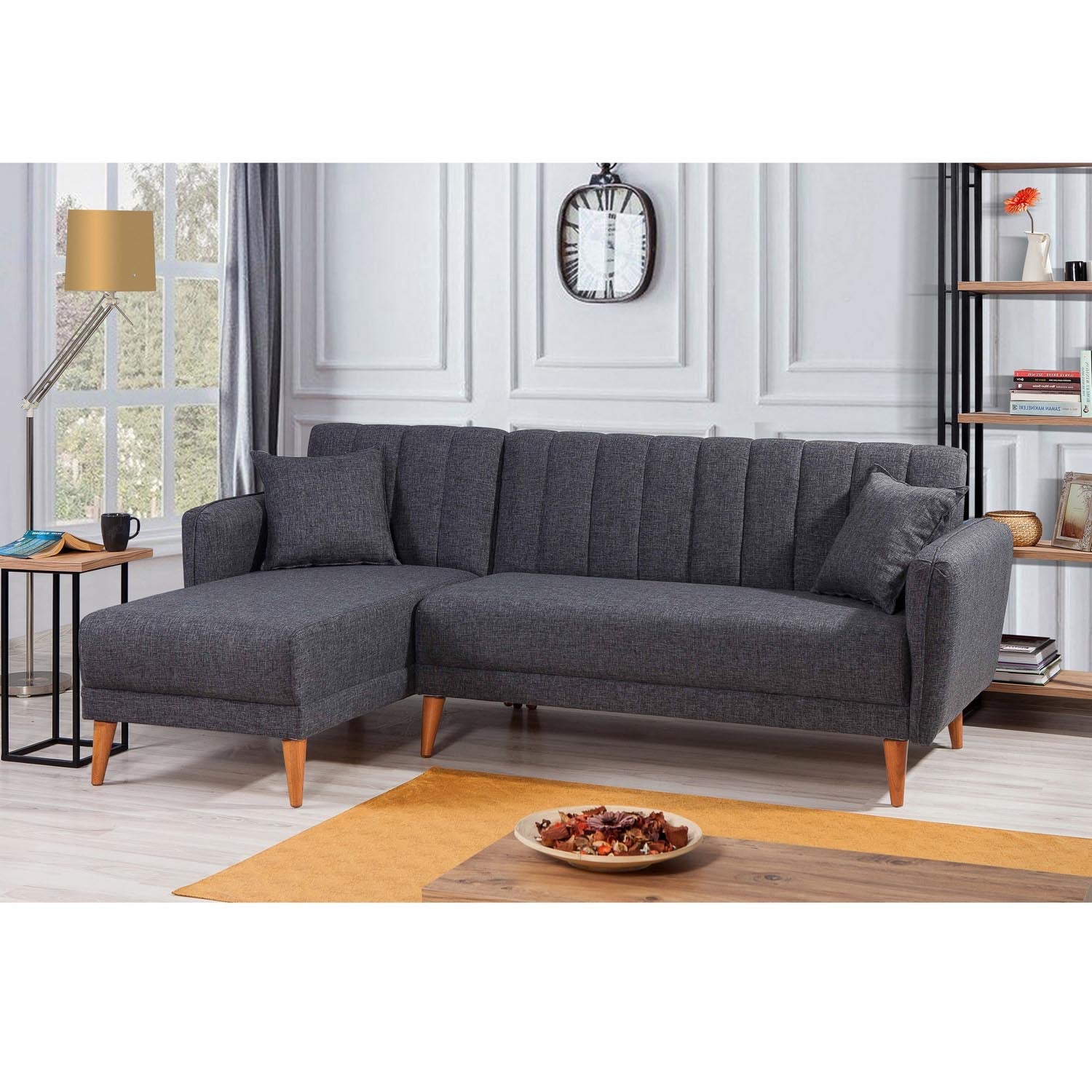 Aqua Corner Left - Dark Grey in Dunkelgrau präsentiert im Onlineshop von KAQTU Design AG. Bettsofa ist von Atelier Del Sofa