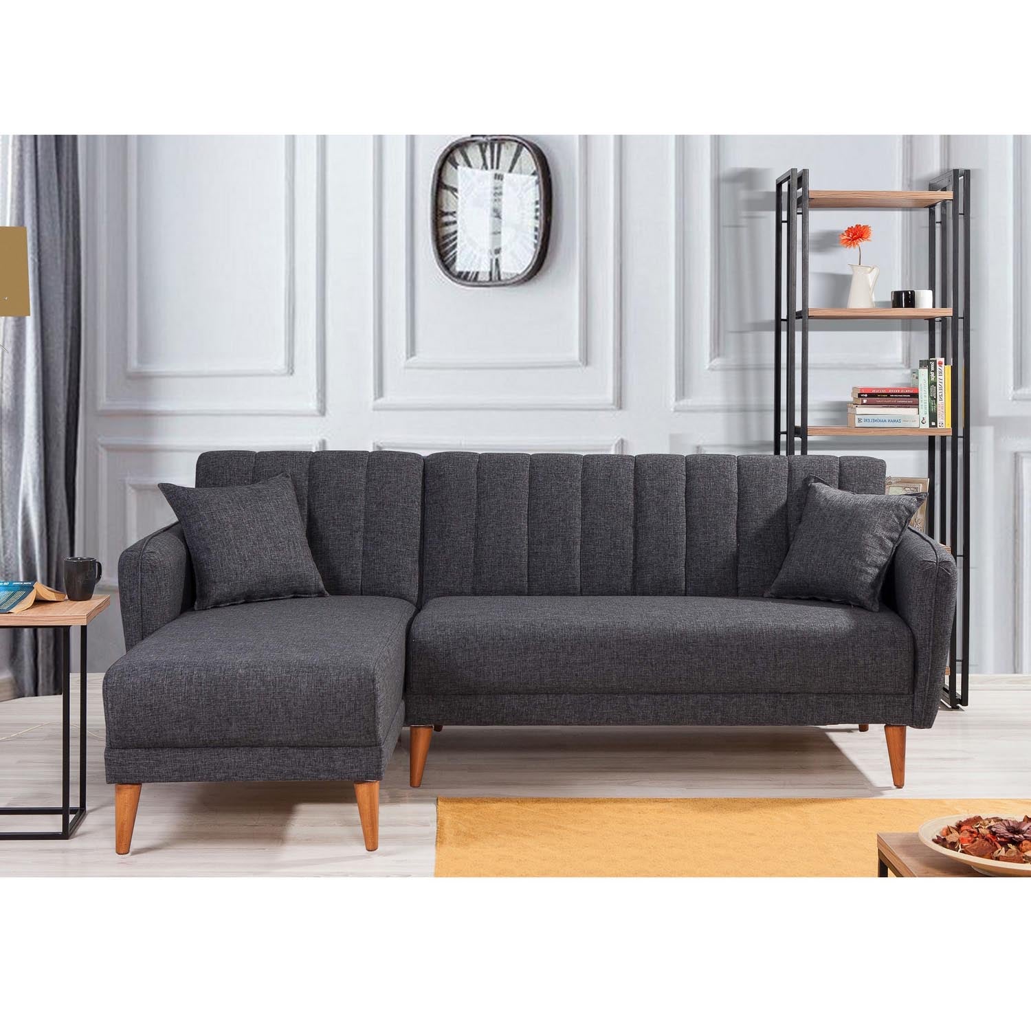 Aqua Corner Left - Dark Grey in Dunkelgrau präsentiert im Onlineshop von KAQTU Design AG. Bettsofa ist von Atelier Del Sofa