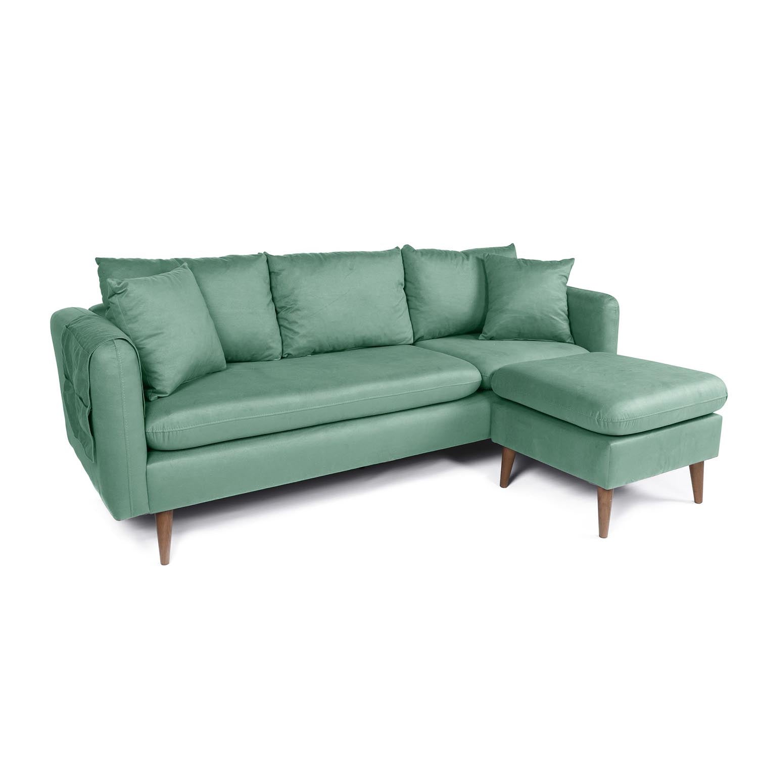 Sofia Corner Right - Sea Green in Meeresgrün präsentiert im Onlineshop von KAQTU Design AG. Ecksofa ist von Atelier Del Sofa