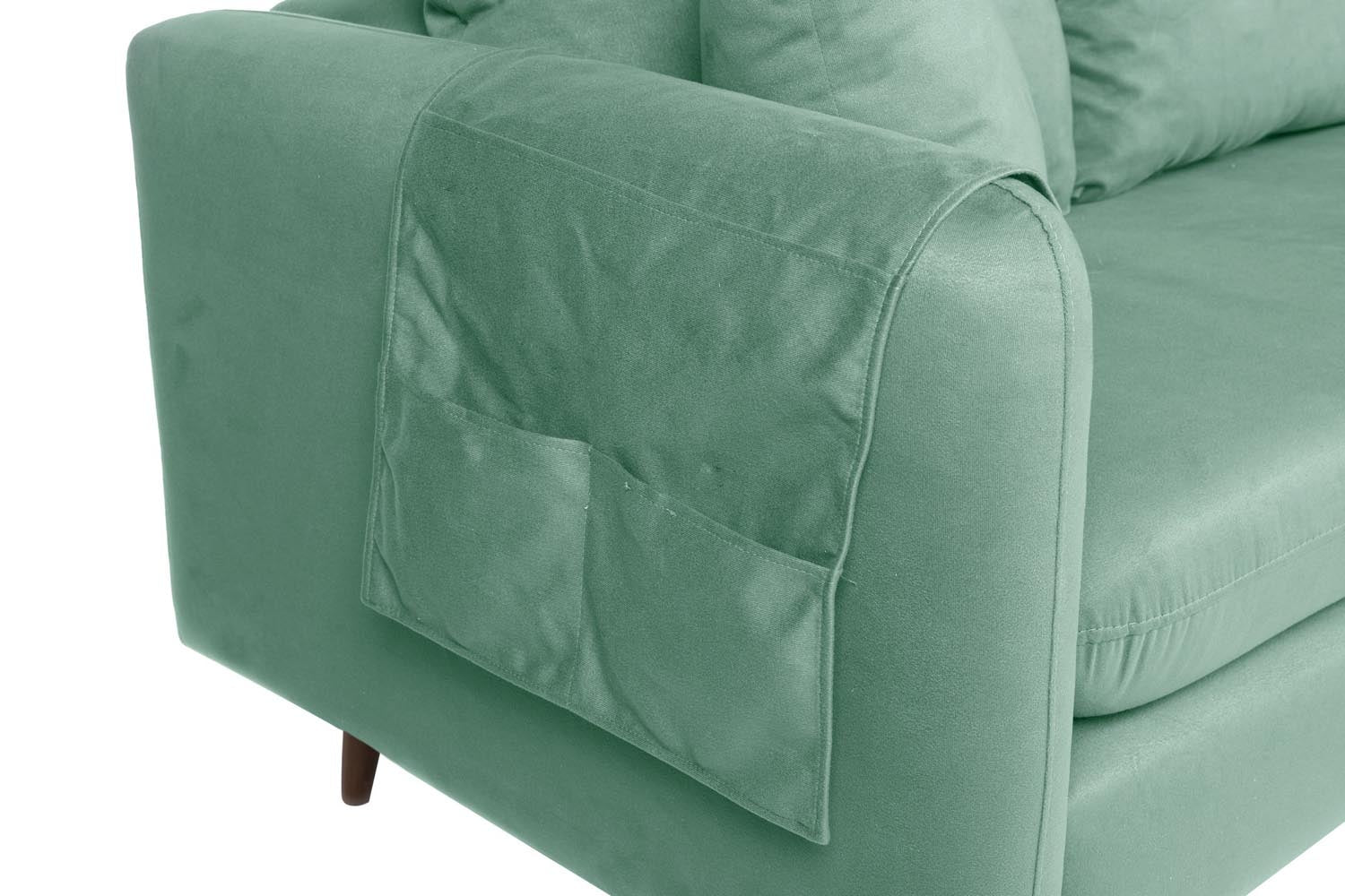 Sofia Corner Right - Sea Green in Meeresgrün präsentiert im Onlineshop von KAQTU Design AG. Ecksofa ist von Atelier Del Sofa