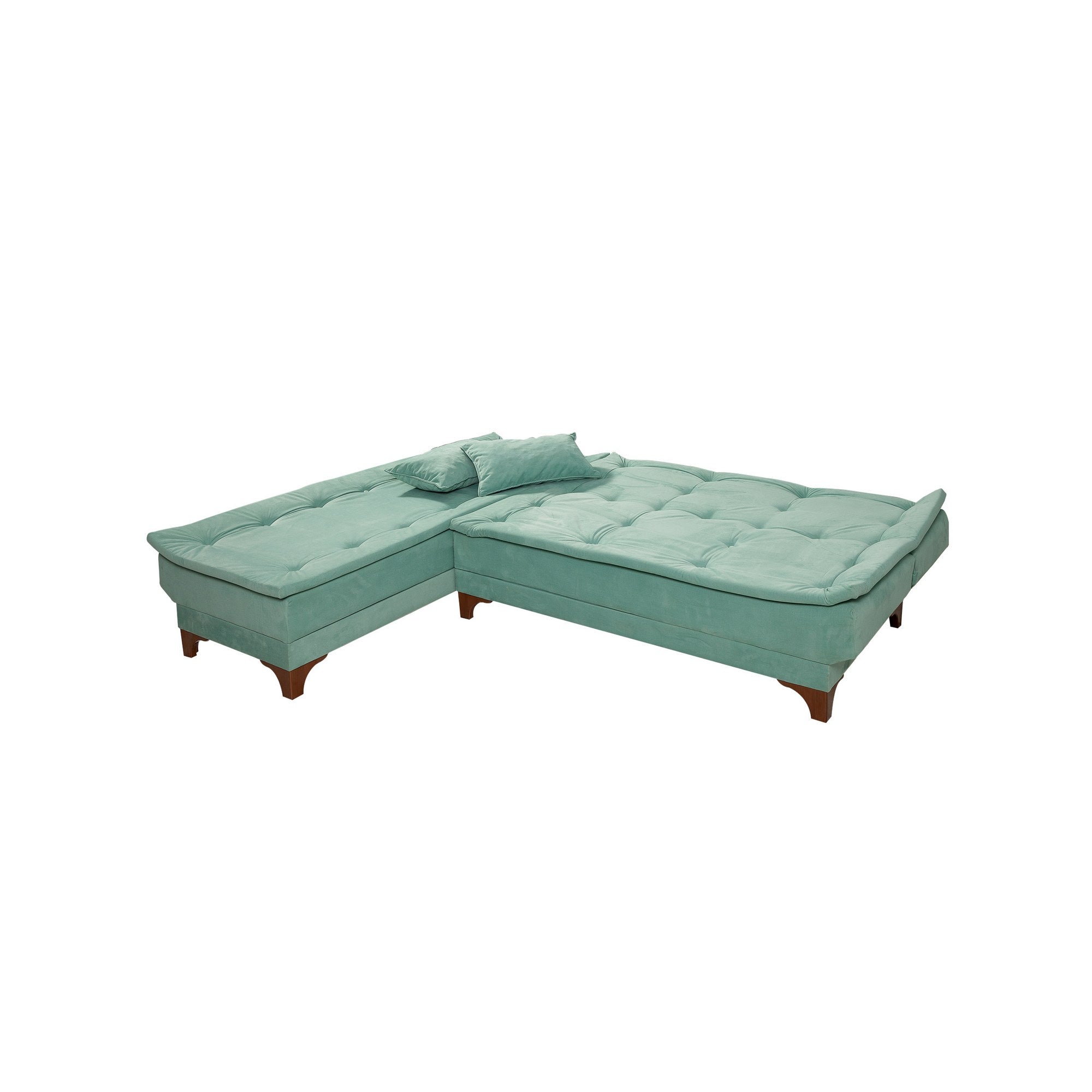Kelebek Köşe Left - Sea Green in Meeresgrün präsentiert im Onlineshop von KAQTU Design AG. Bettsofa ist von Atelier Del Sofa