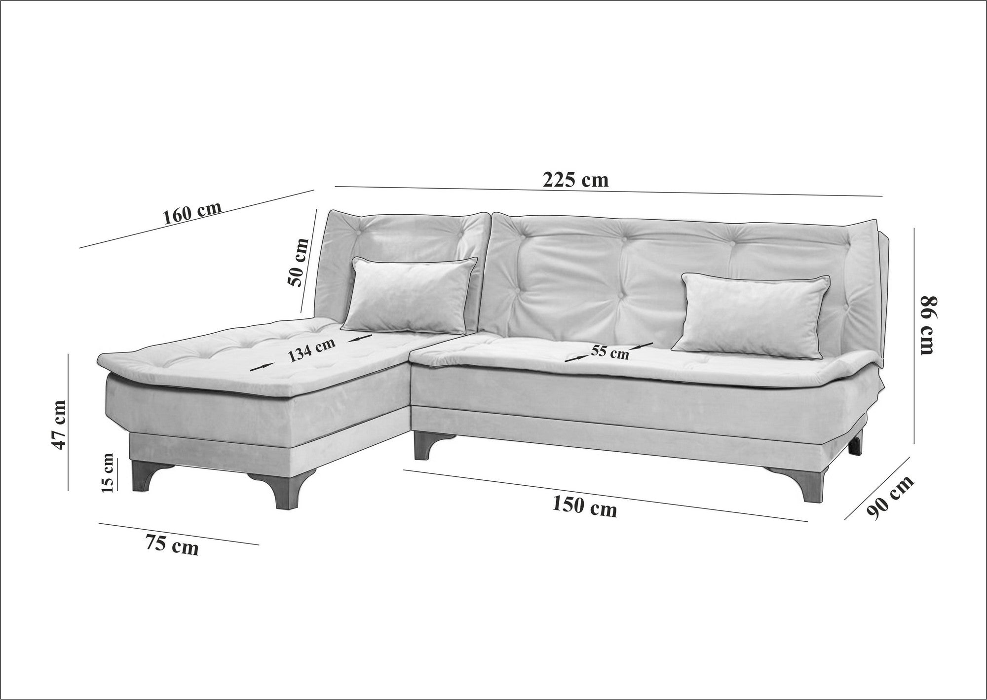 Kelebek Köşe Left - Sea Green in Meeresgrün präsentiert im Onlineshop von KAQTU Design AG. Bettsofa ist von Atelier Del Sofa