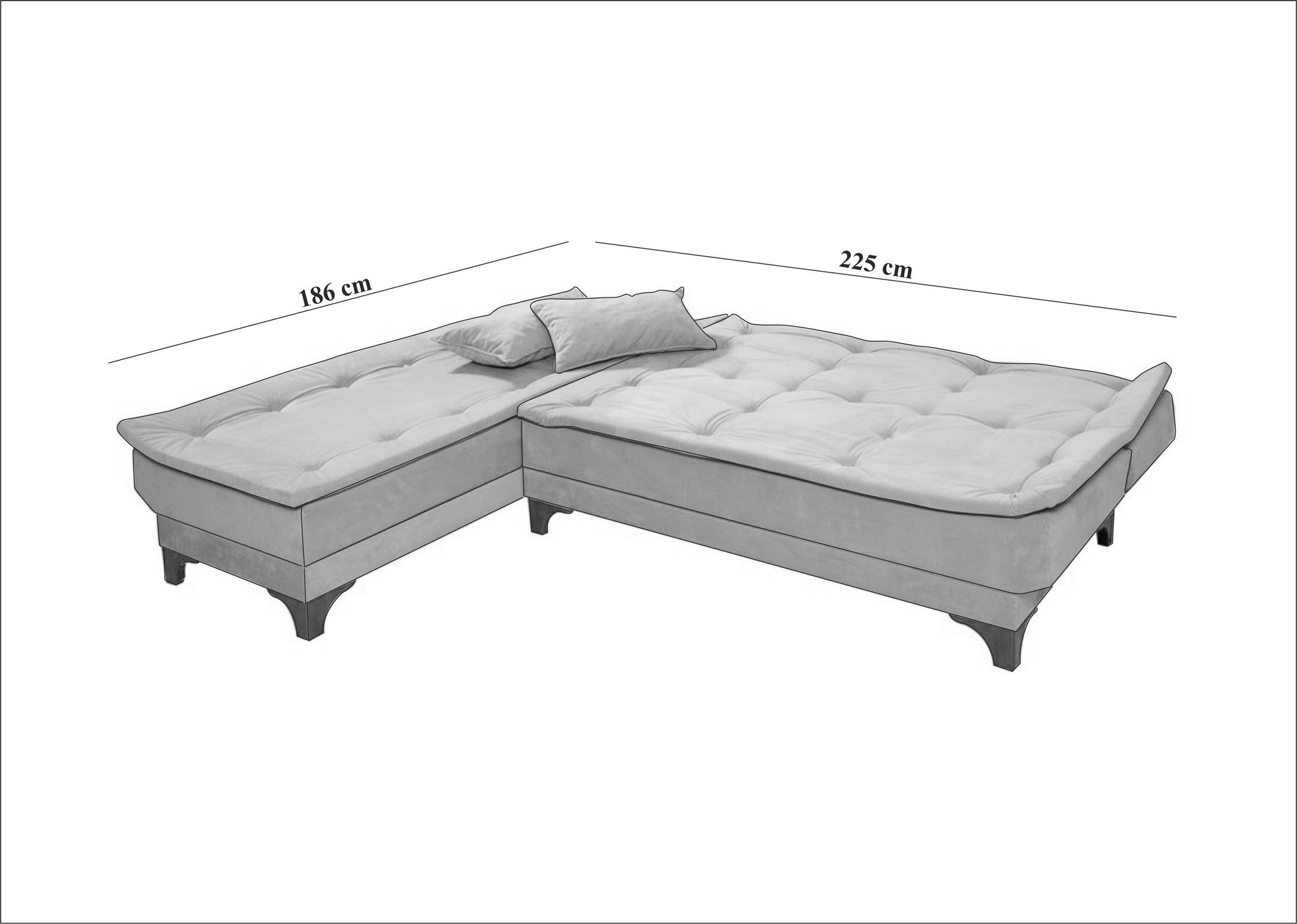 Kelebek Köşe Left - Sea Green in Meeresgrün präsentiert im Onlineshop von KAQTU Design AG. Bettsofa ist von Atelier Del Sofa