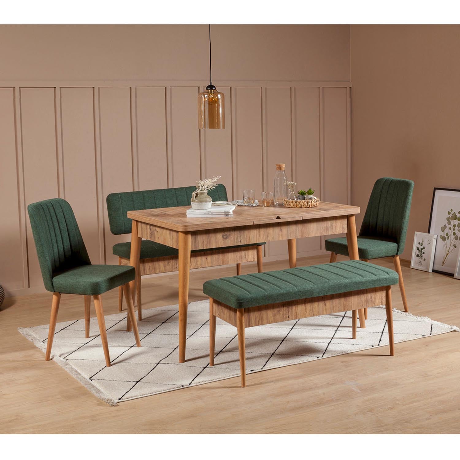 Vina Bank Green, Atlantic in Atlantische Kiefer Grün präsentiert im Onlineshop von KAQTU Design AG. Sitzbank ist von Hanah Home