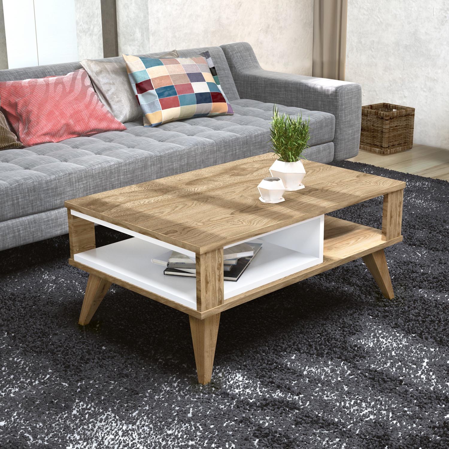 Ionis in Eiche Weiss präsentiert im Onlineshop von KAQTU Design AG. Beistelltisch ist von Hanah Home