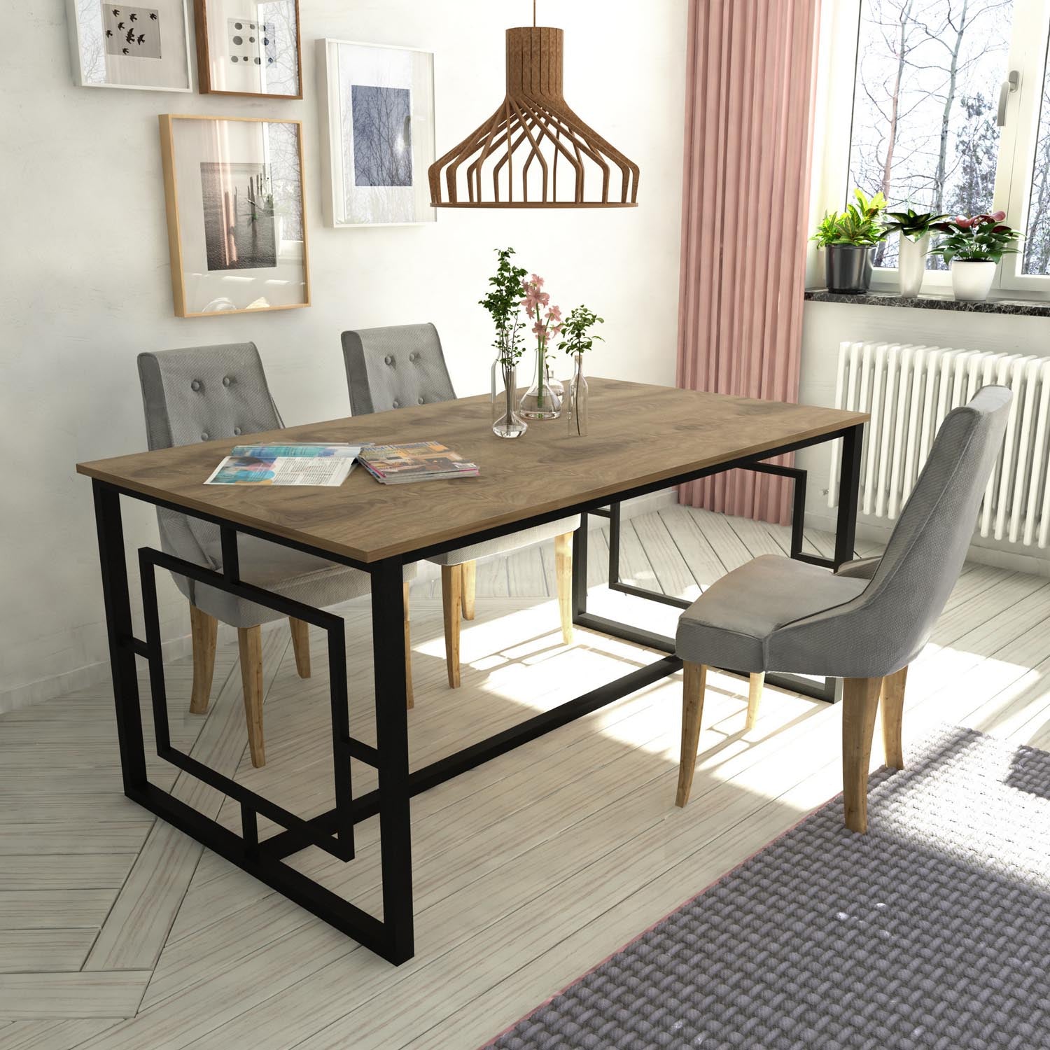 Alin - Black in Walnuss Schwarz präsentiert im Onlineshop von KAQTU Design AG. Esstisch ist von Hanah Home