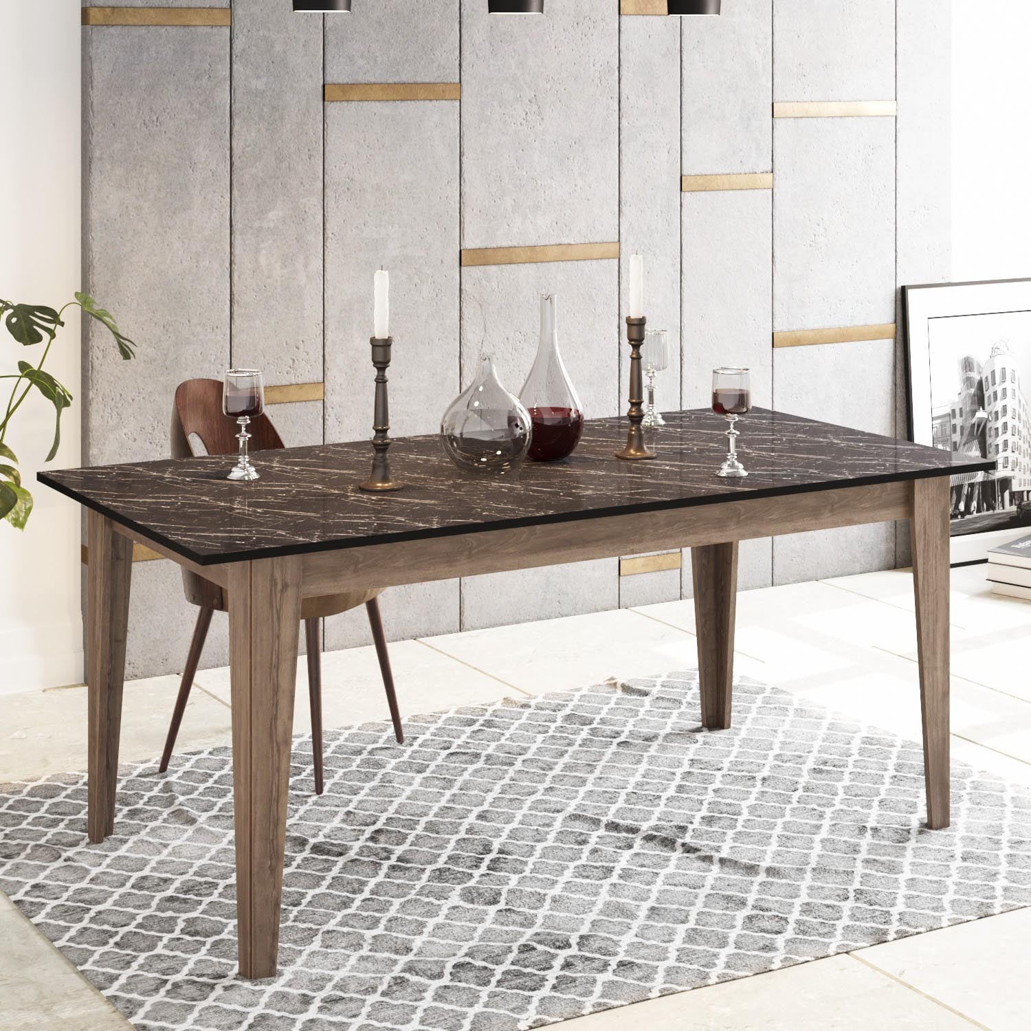 Lorenz in Walnuss Schwarz präsentiert im Onlineshop von KAQTU Design AG. Esstisch ist von Hanah Home
