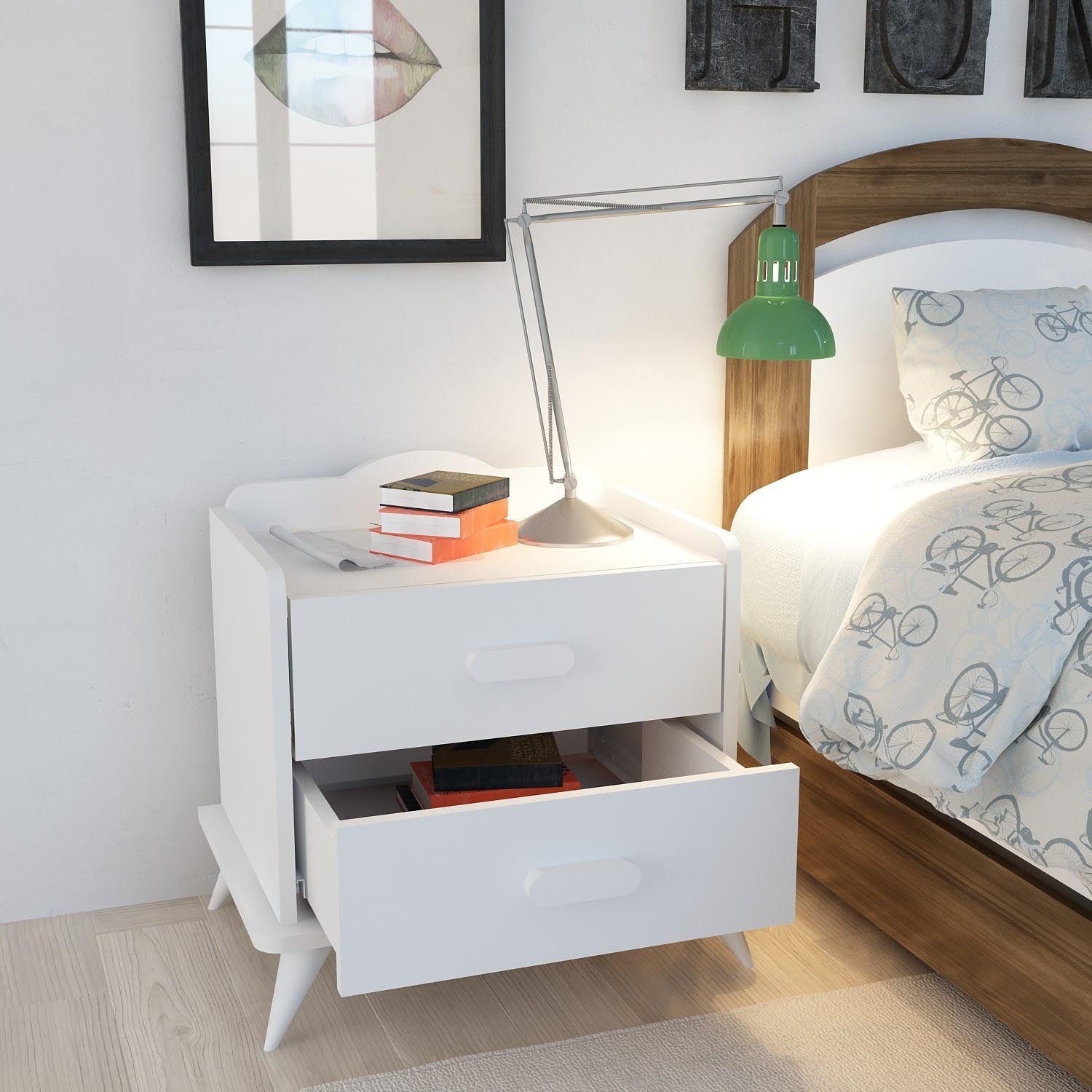Andaz in Weiss präsentiert im Onlineshop von KAQTU Design AG. Nachttisch ist von Hanah Home