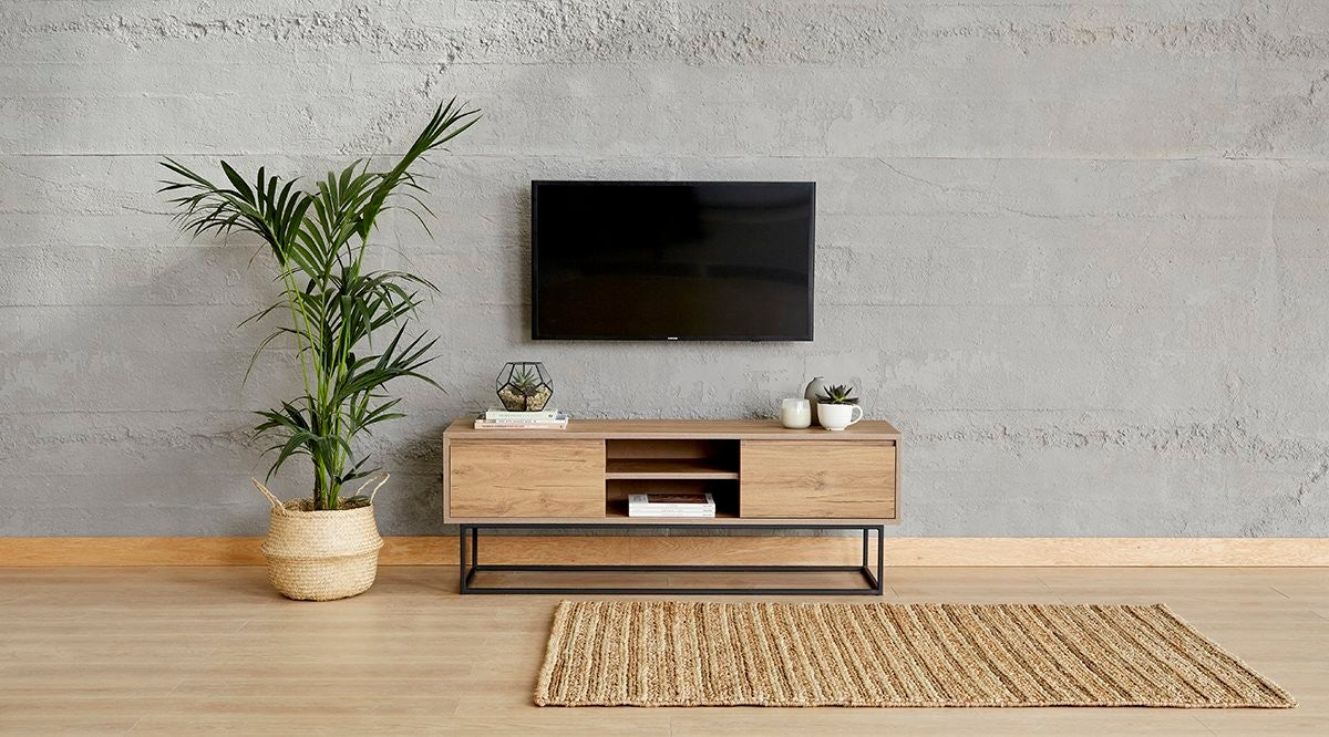 Laxus 140 - Walnut in Walnuss Schwarz präsentiert im Onlineshop von KAQTU Design AG. Sideboard ist von Hanah Home