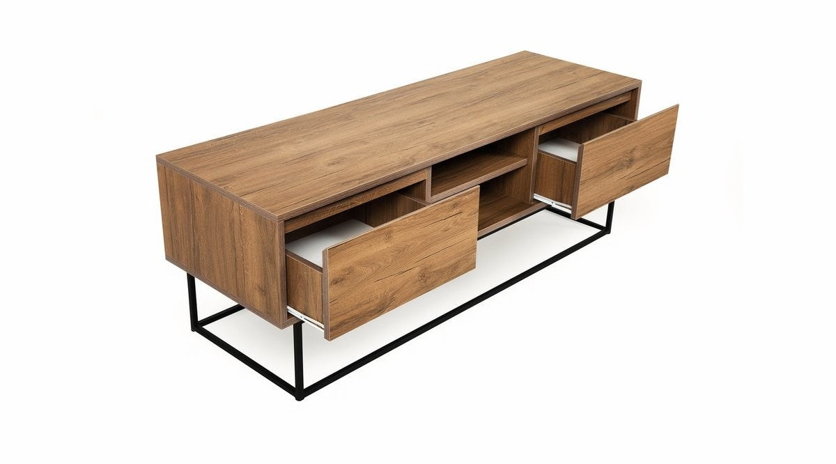 Laxus 140 - Walnut in Walnuss Schwarz präsentiert im Onlineshop von KAQTU Design AG. Sideboard ist von Hanah Home