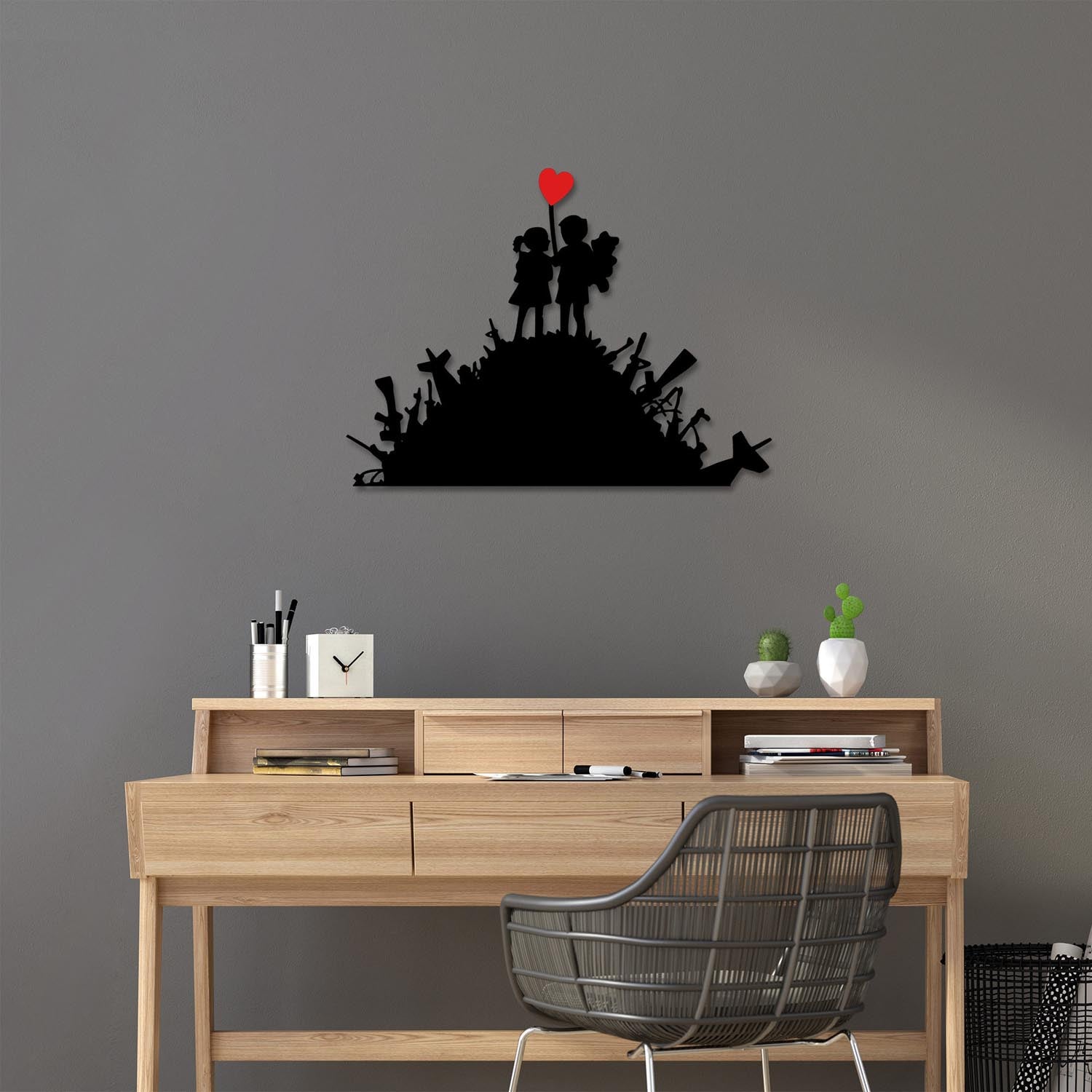 Banksy - 1 in Schwarz Rot präsentiert im Onlineshop von KAQTU Design AG. Wanddeko ist von Wallity