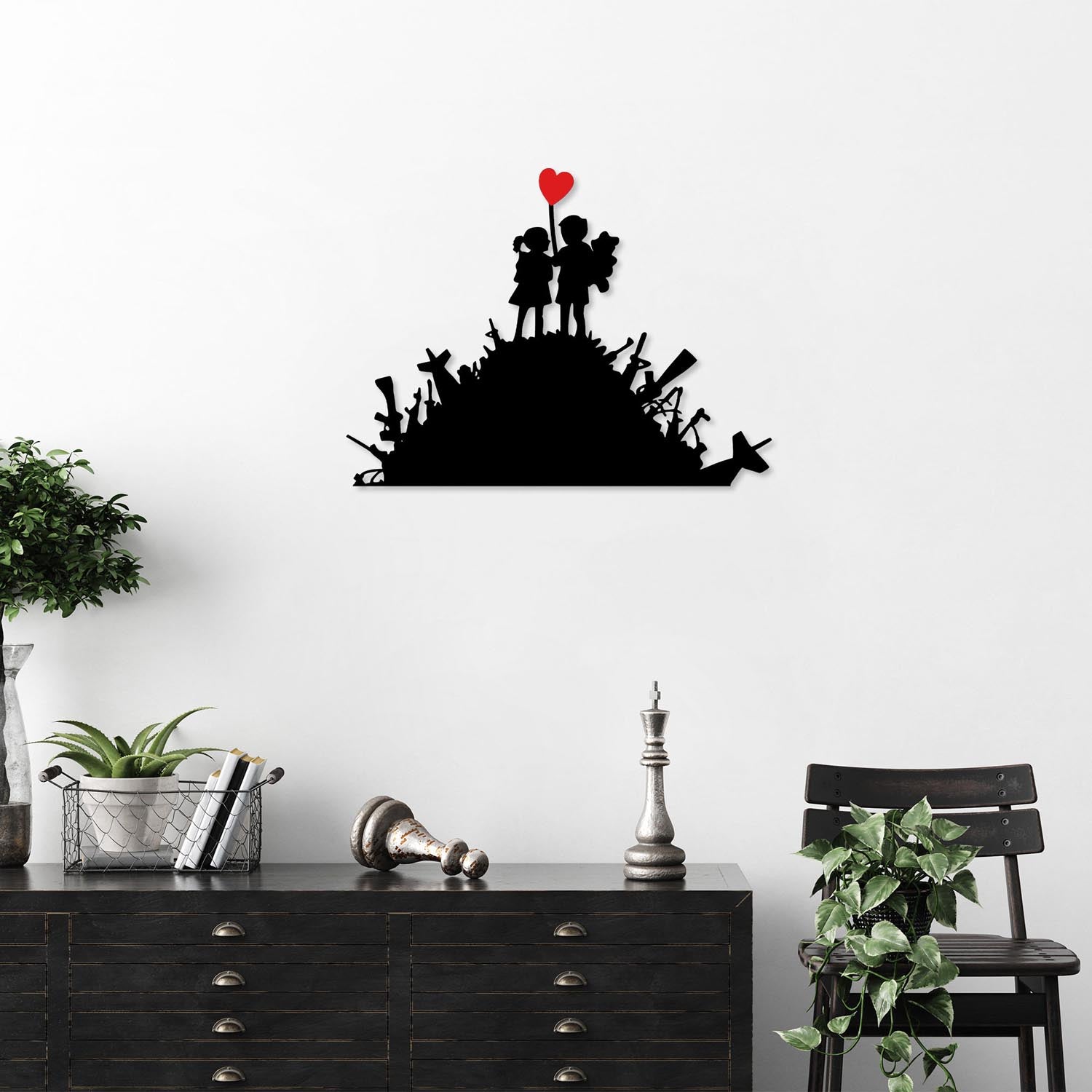 Banksy - 1 in Schwarz Rot präsentiert im Onlineshop von KAQTU Design AG. Wanddeko ist von Wallity