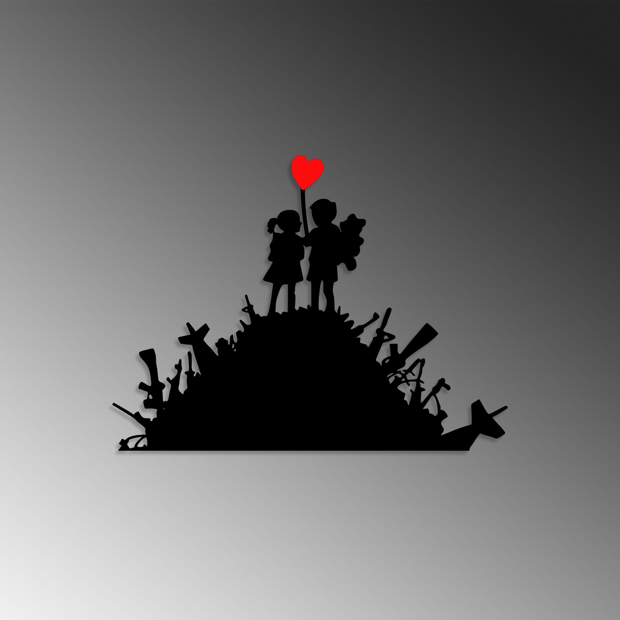 Banksy - 1 in Schwarz Rot präsentiert im Onlineshop von KAQTU Design AG. Wanddeko ist von Wallity