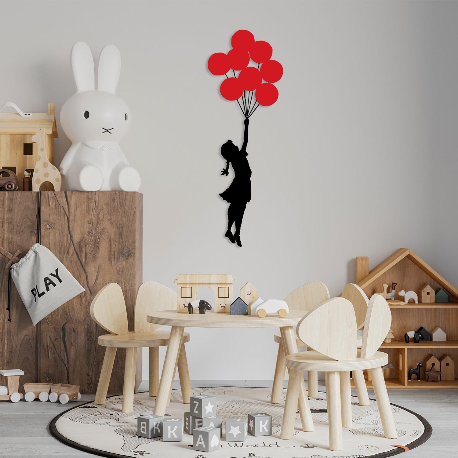Banksy - 11 in Schwarz Rot präsentiert im Onlineshop von KAQTU Design AG. Wanddeko ist von Wallity